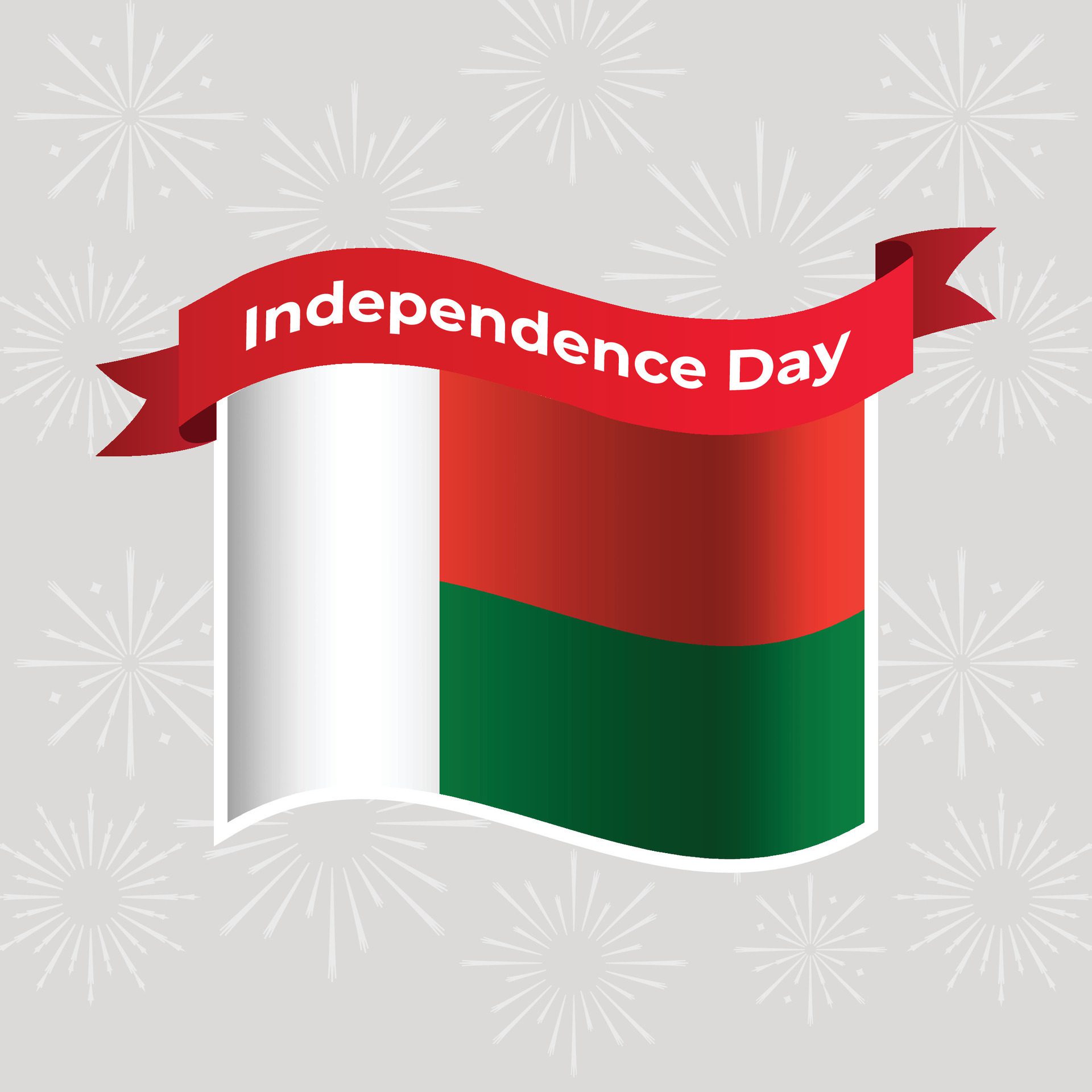 Madagascar Wavy Flag Independence Day Banner Background Free Vector