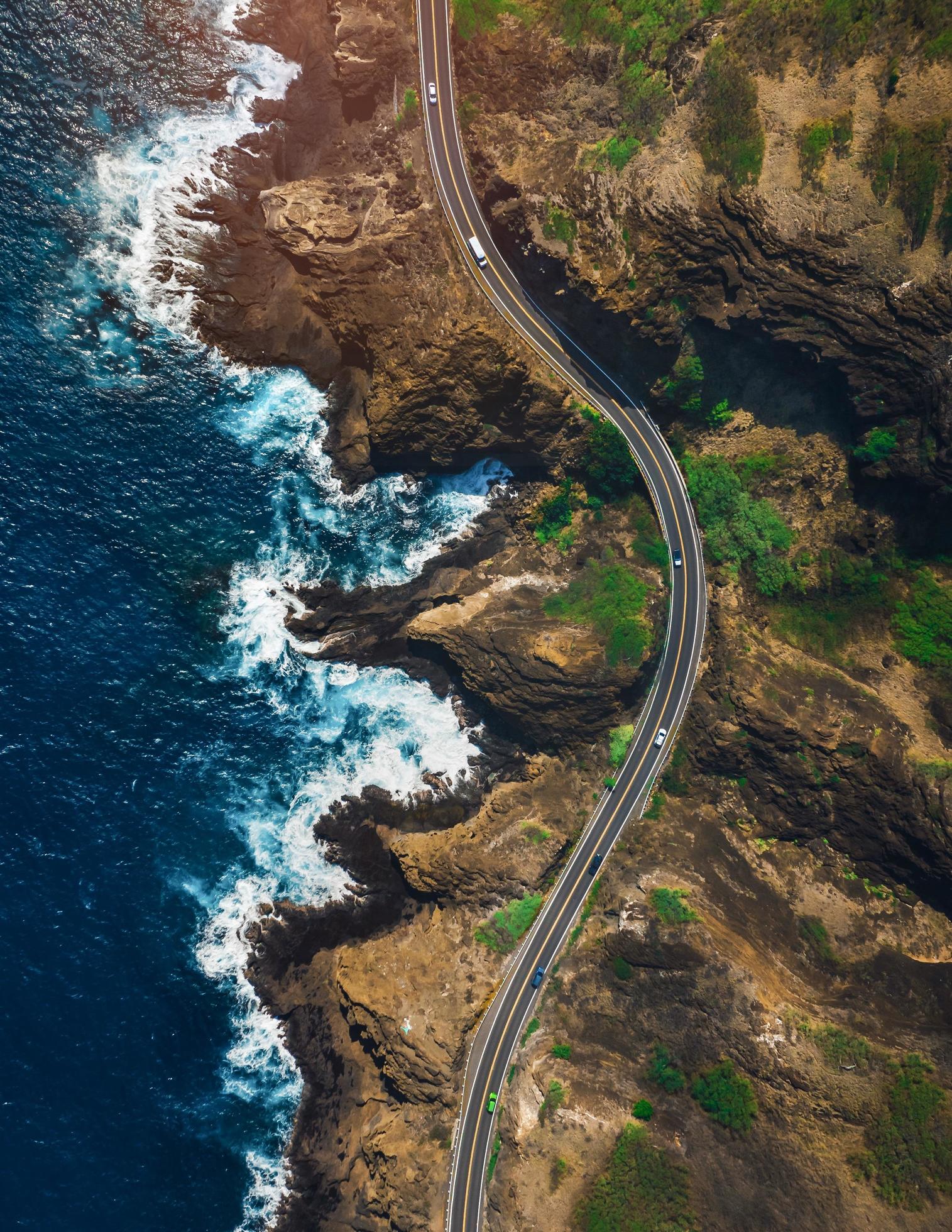 Coastal highway aerial view Stock Free