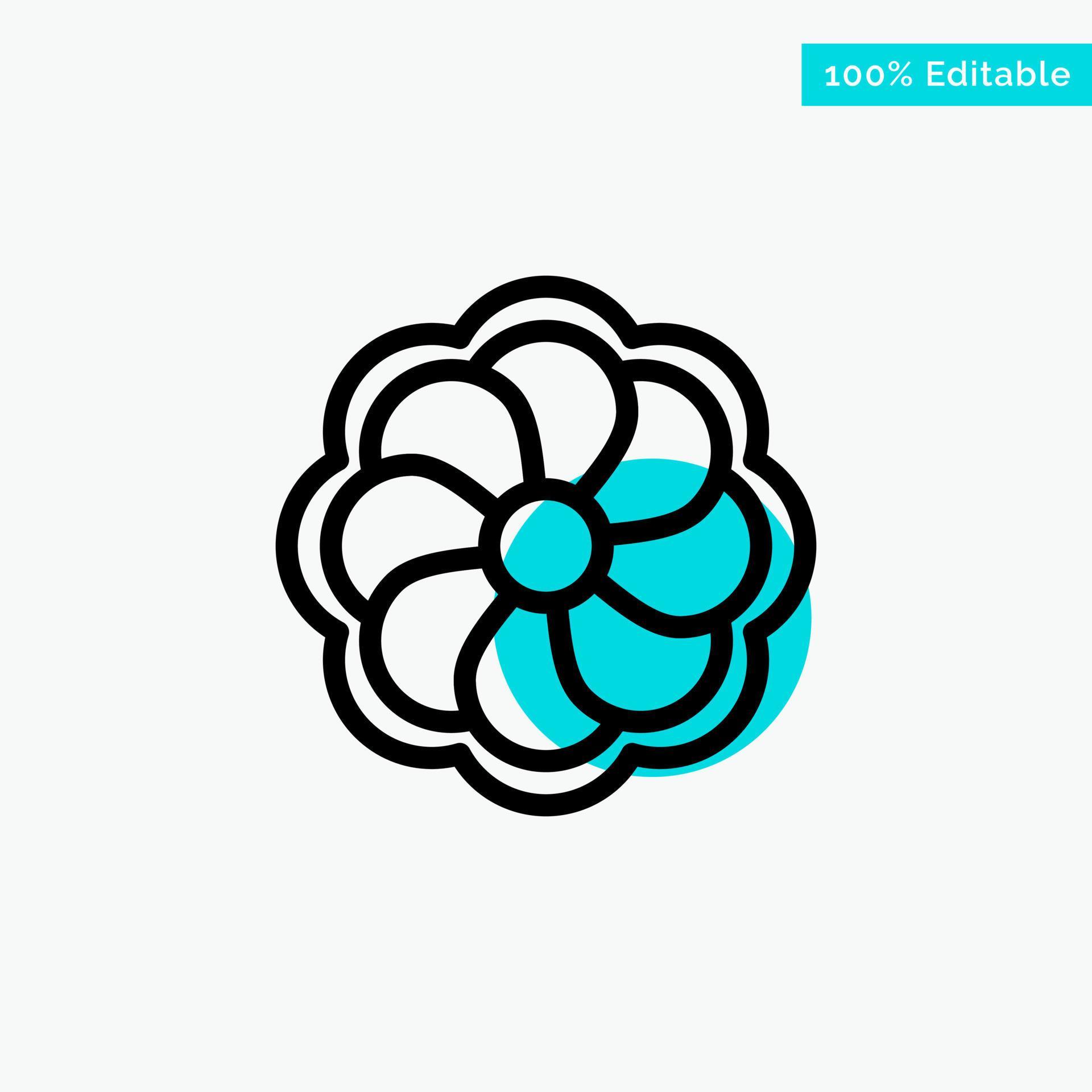 Sunflower Flower Madrigal turquoise highlight circle point Vector icon Stock Free