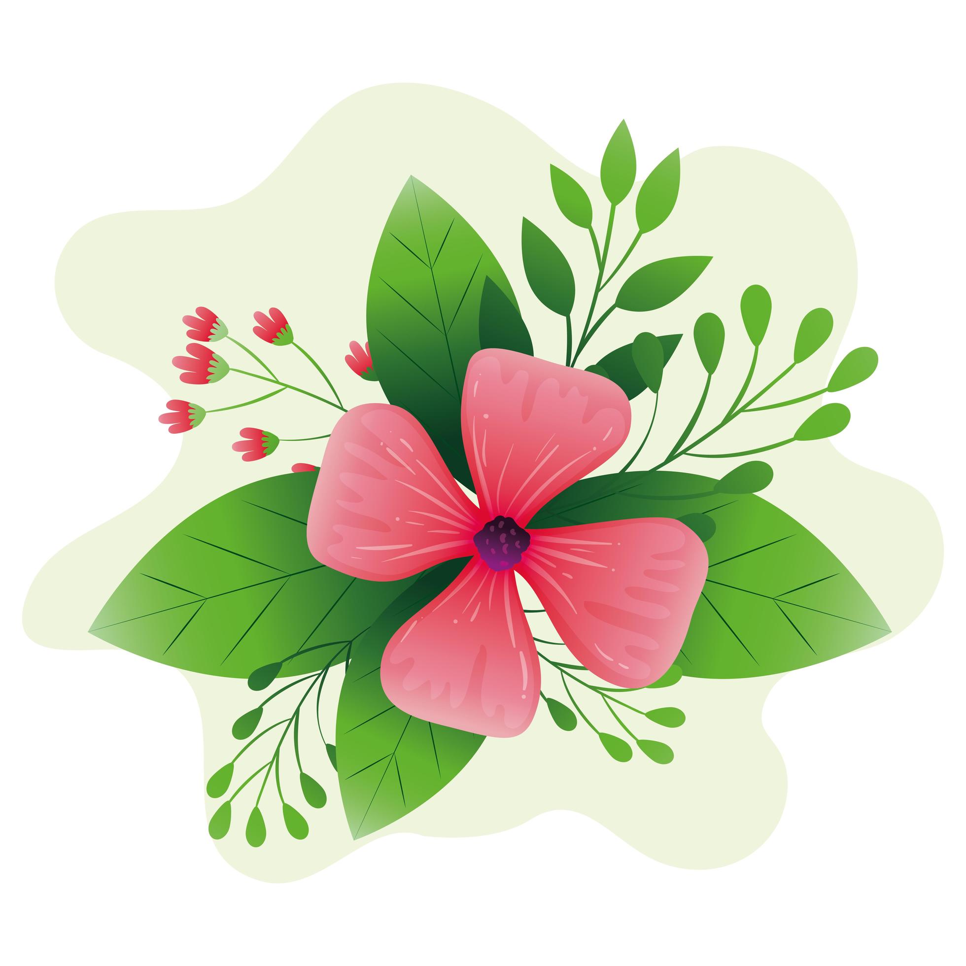 cute flower pink color with leafs Stock Free