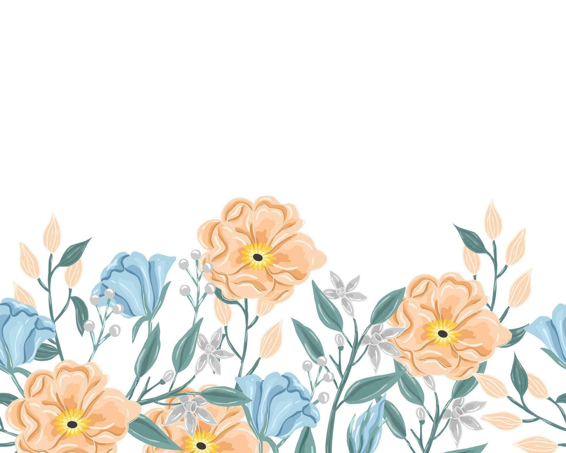 Hand Drawn Anemone and Jasmine Flower Background Stock Free