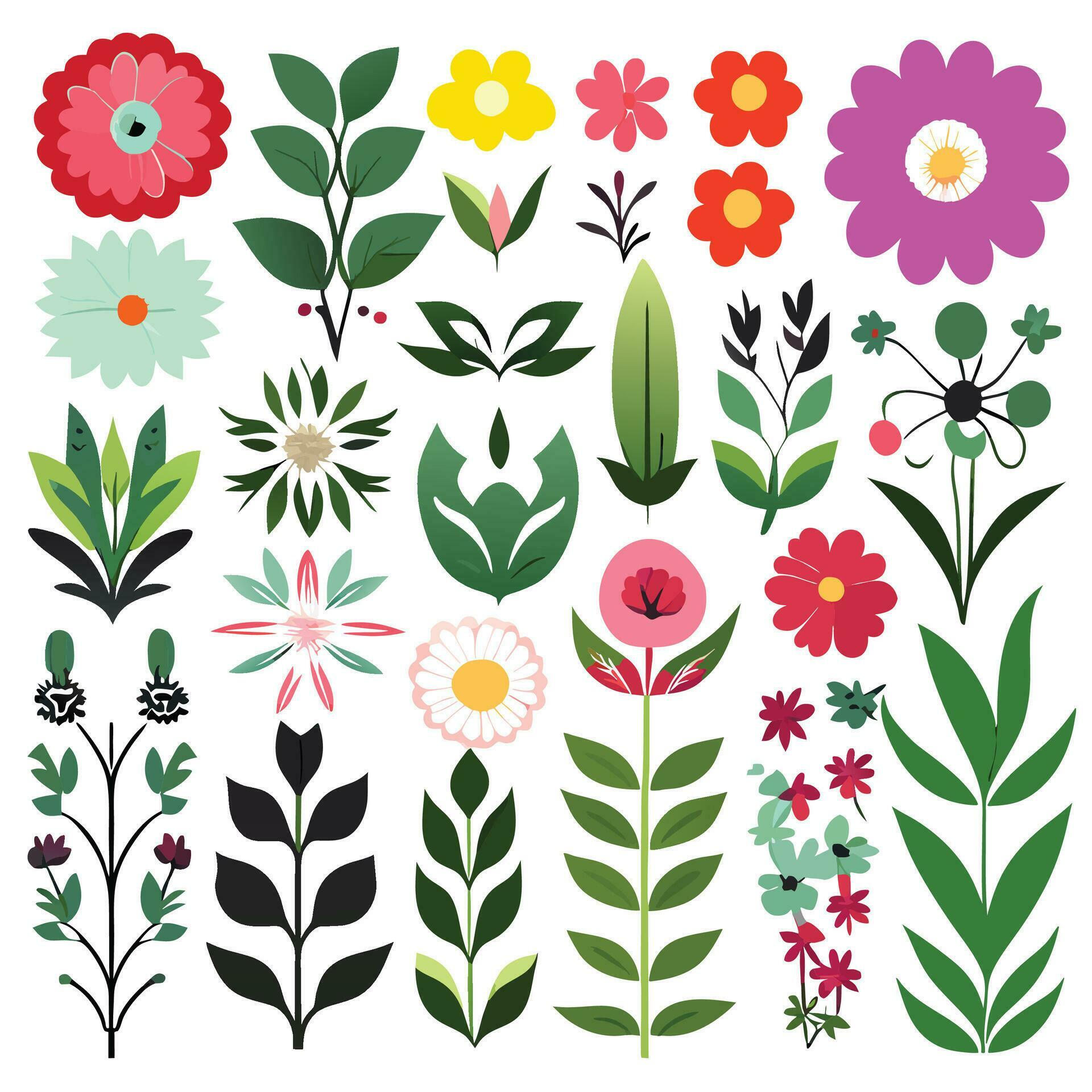 Flowers collection, vector design Stock Free and Free SVG