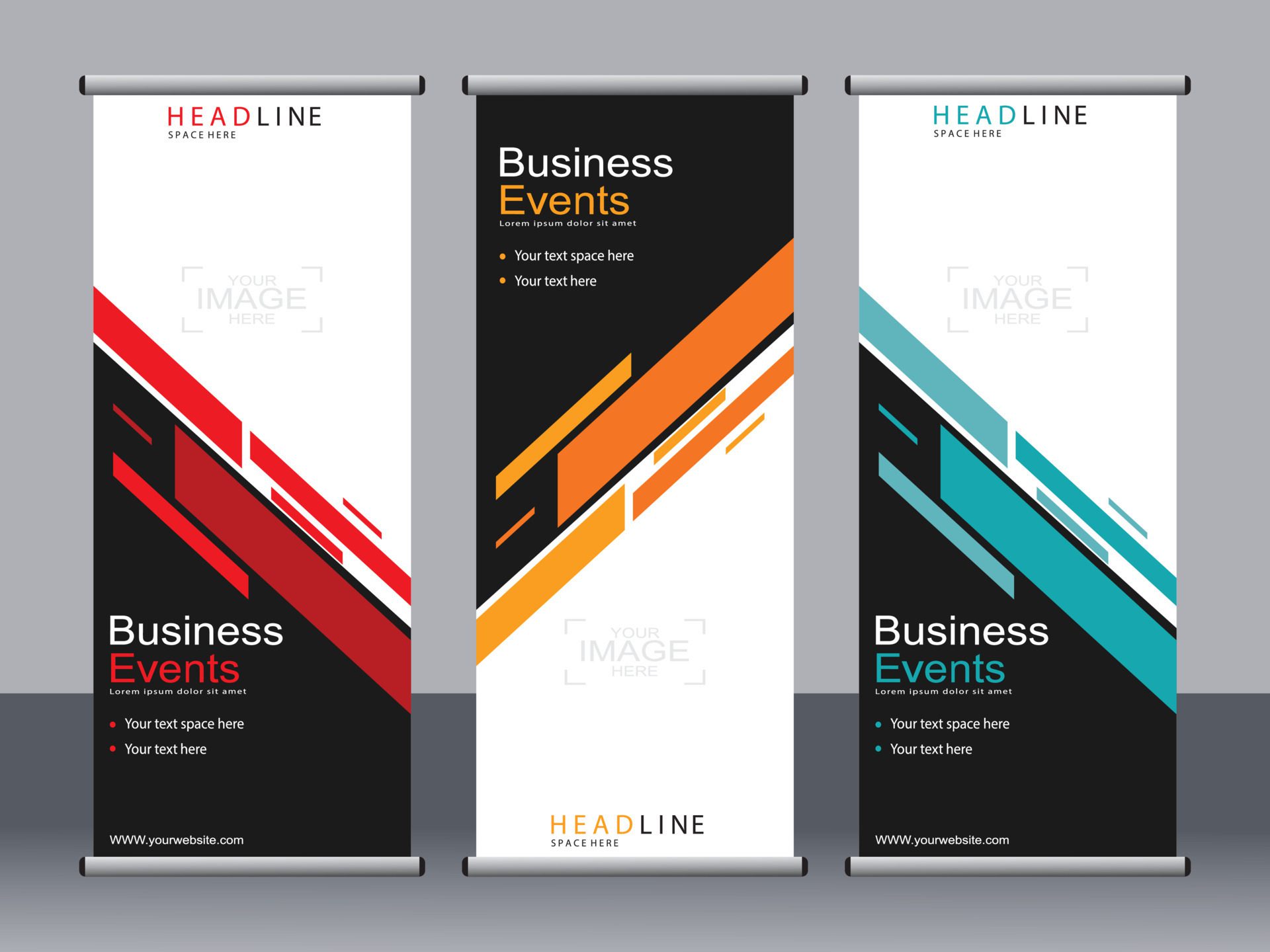 Business banner roll up set standee banner template. Free Vector