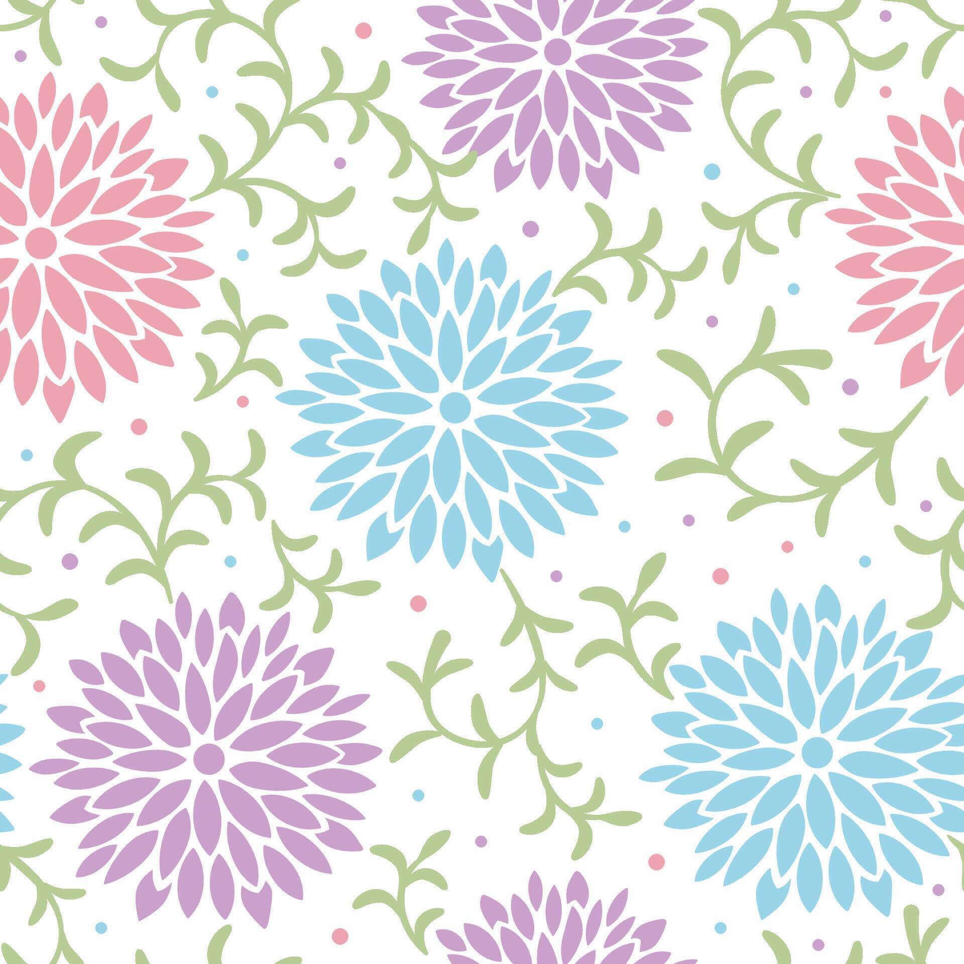 Seamless Pattern of Pastel Flowers- Flowers Vector Design Stock Free