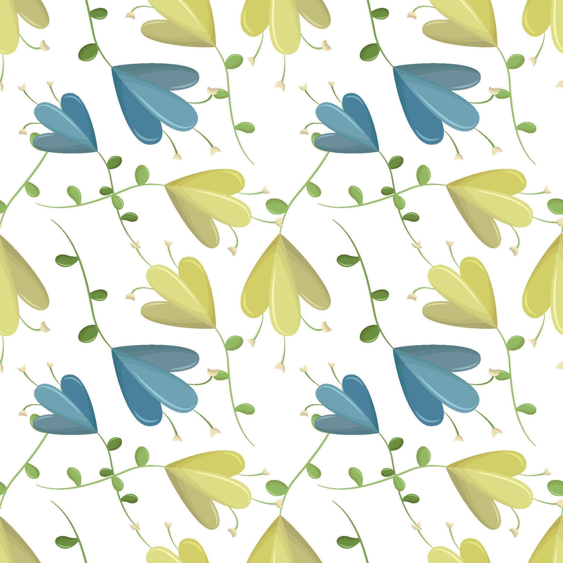 Cute seamless pattern with blue and yellow flowers. Simple floral print Stock Free