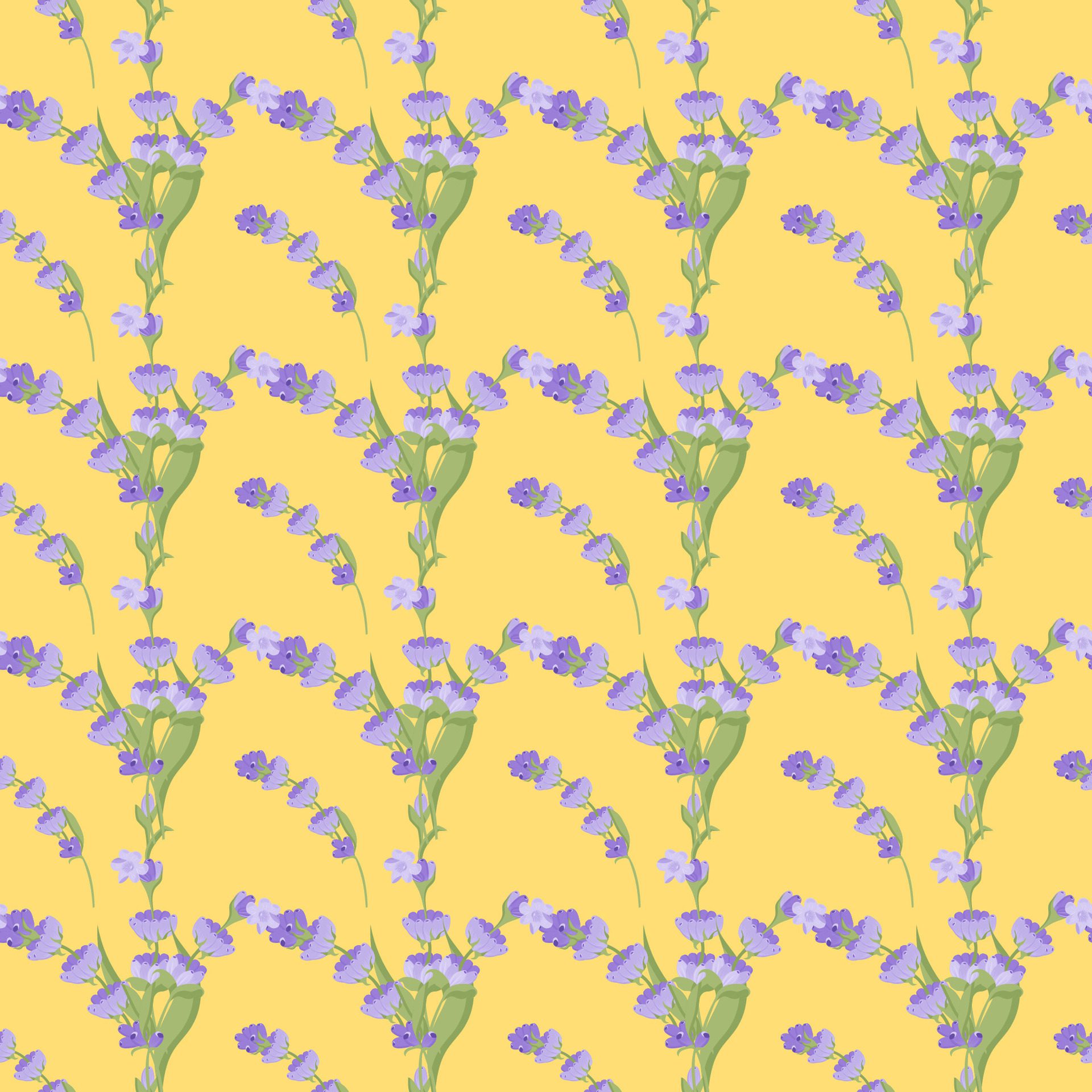 A sprig of lavender. Purple flower. Seamless pattern. illustration. Free Vector