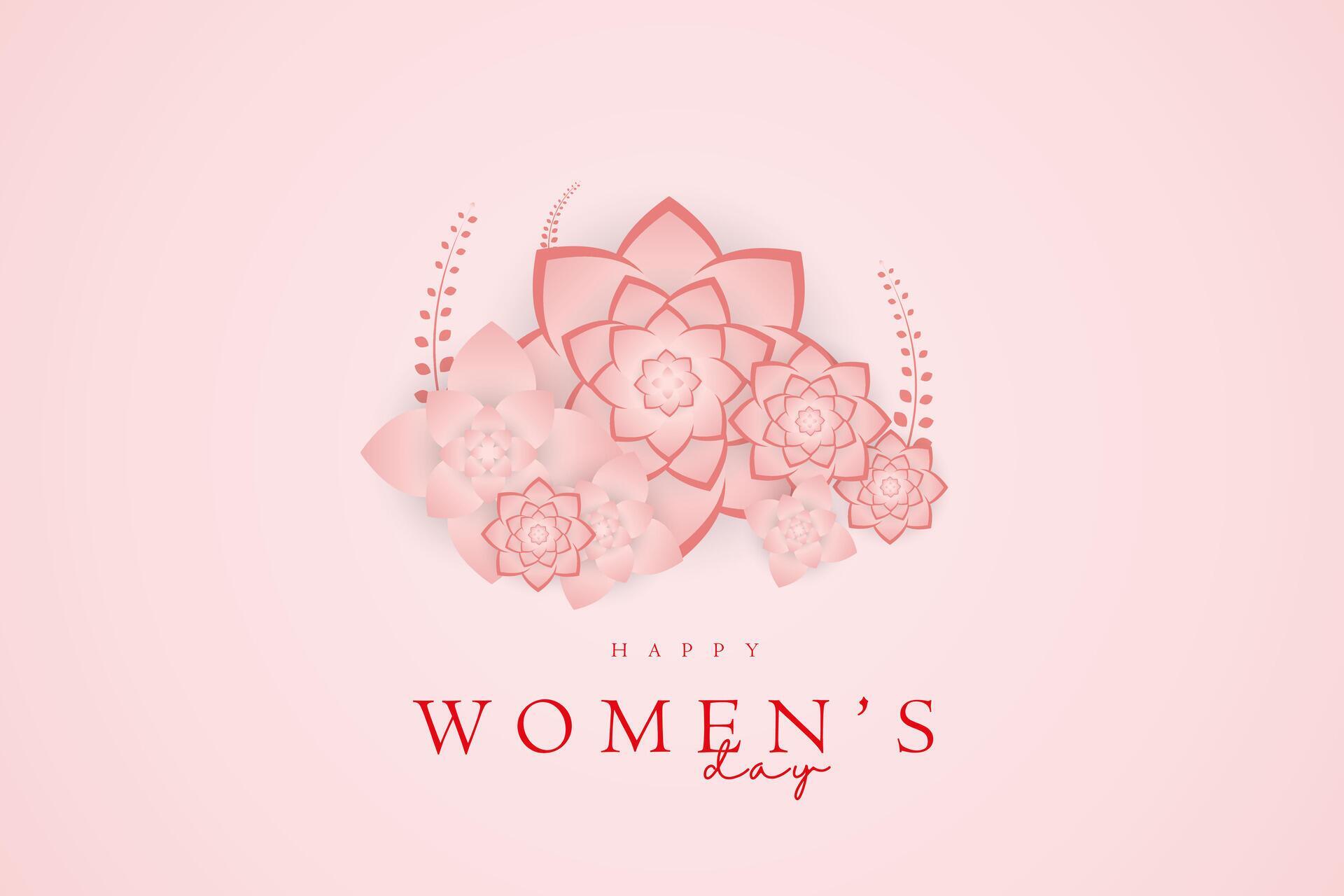 pink flower for International women’s day floral decorations on gradient pink background used in Greeting card on pastel pink color Stock Free