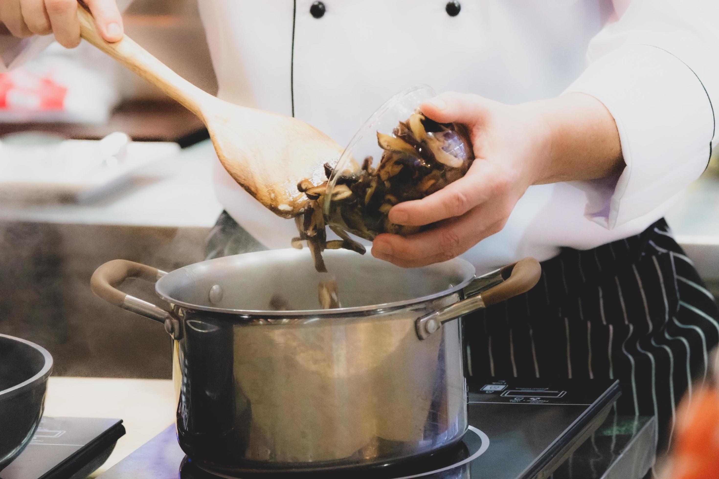 Chef preparing food, meal, in the kitchen, chef cooking Stock Free