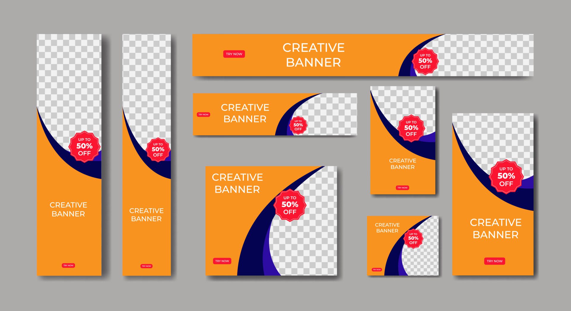 Set Of Ad Banner Template Design Free Vector