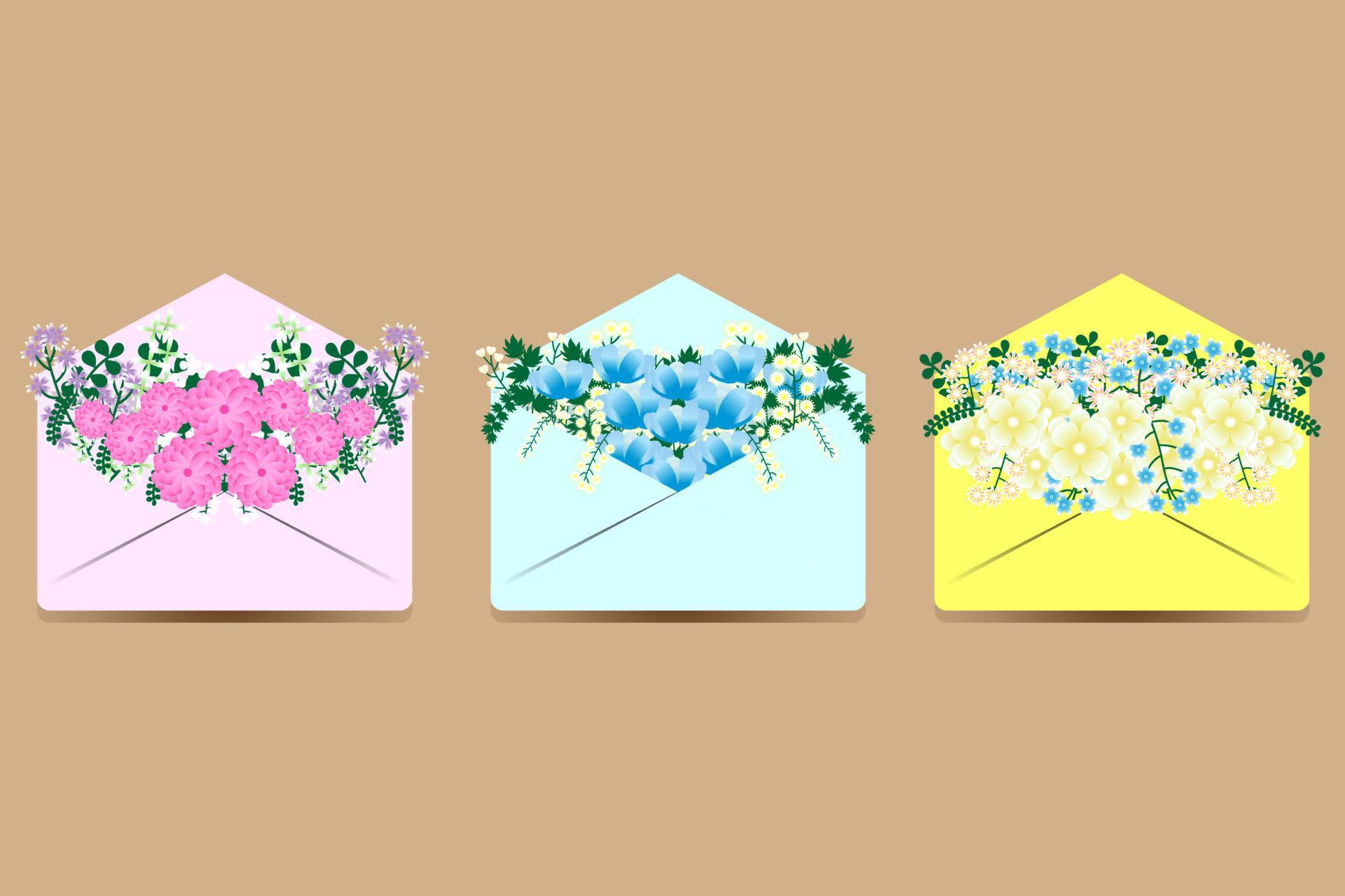 Envelope with flowers illustration design that looks beautiful and elegant Stock Free