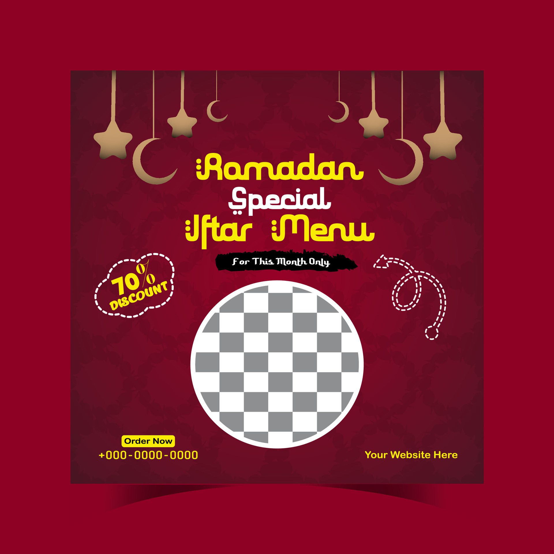 Ramadan iftar menu food post design and social media banner template Free Vector