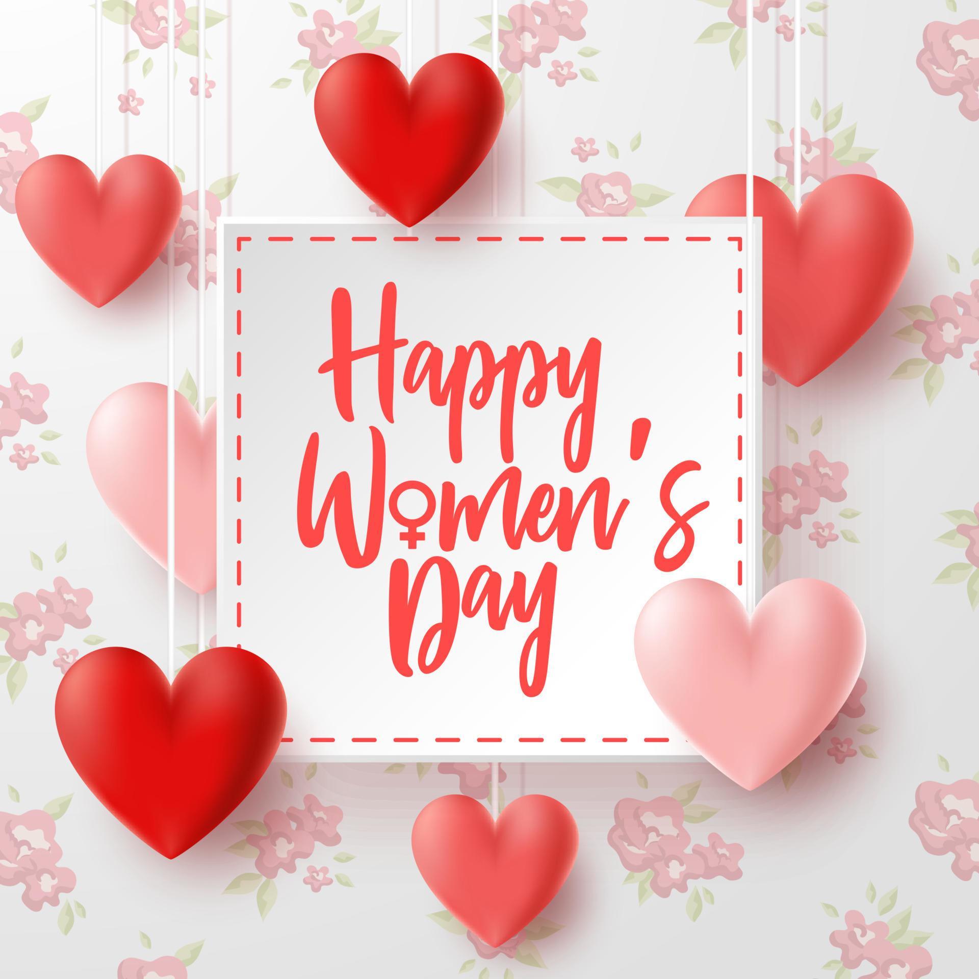 Happy International Women’s Day with flower background Stock Free