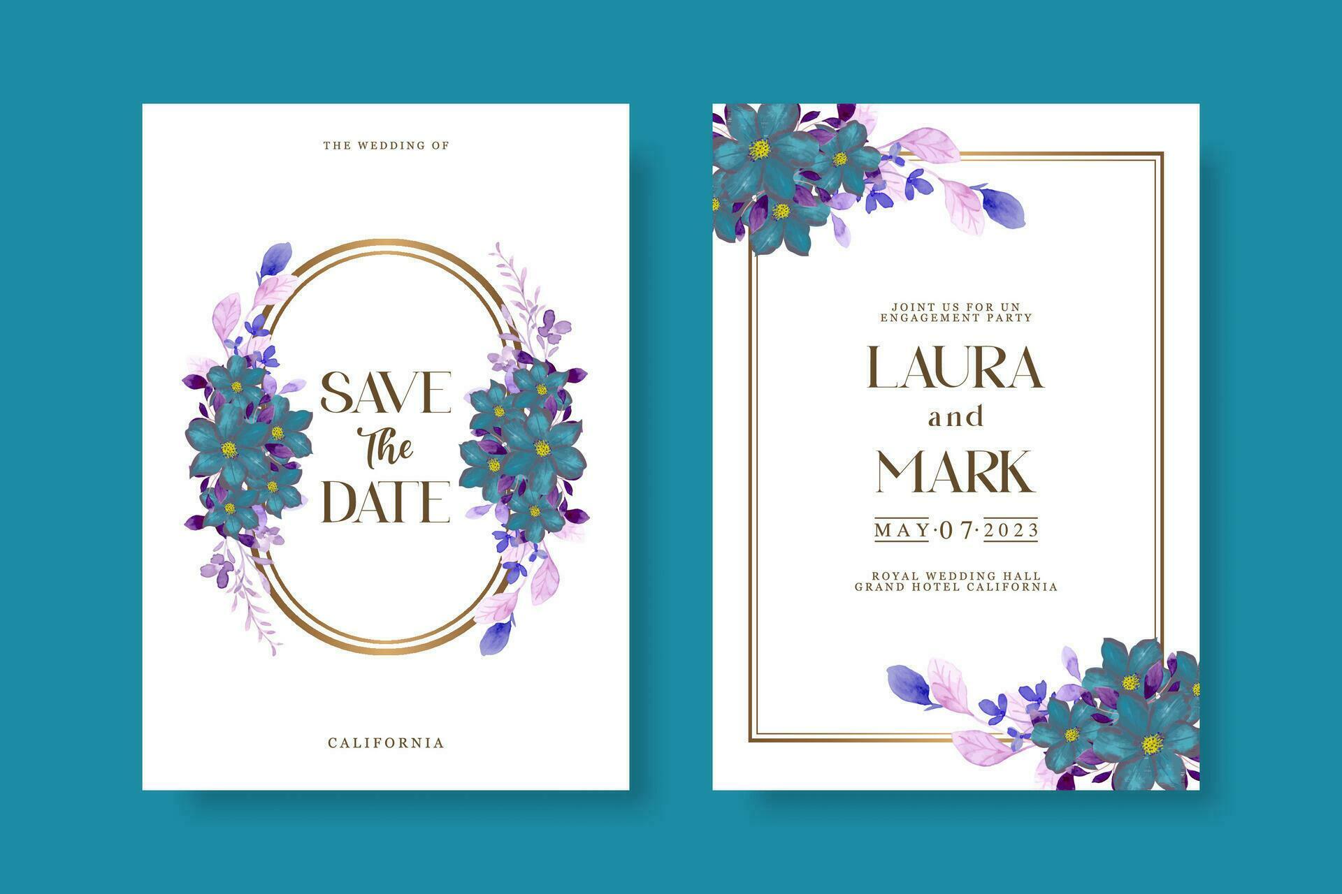 Wedding invitation template with flower Stock Free