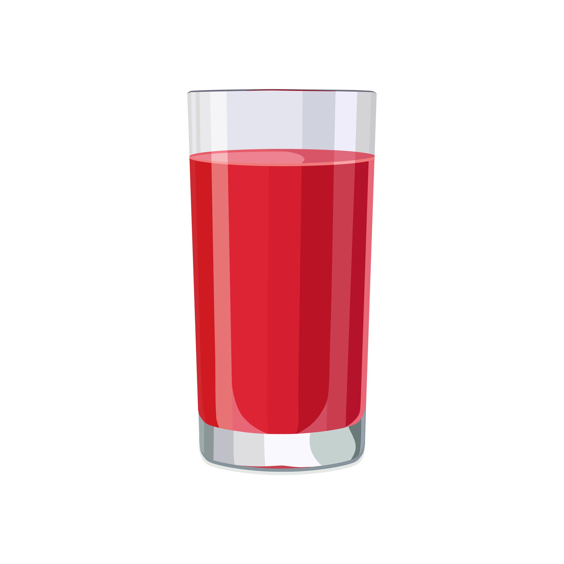 Full glass of red juice isolated on white background. illustration in flat style with drink. Clipart for card, banner, flyer, poster design Free Vector