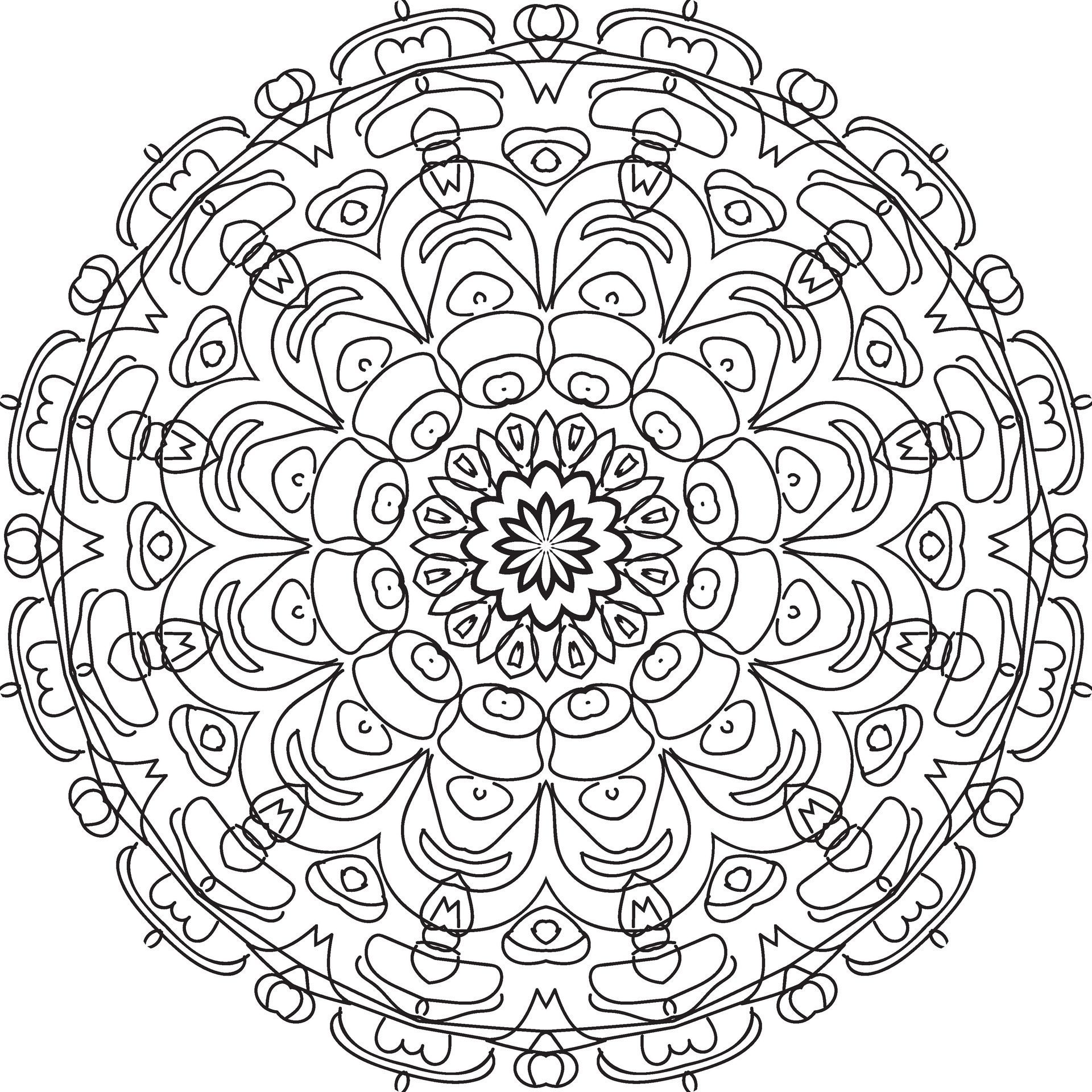 Circular pattern in form of mandala for Henna, Mehndi, tattoo, decoration. Decorative ornament in ethnic oriental style. Coloring book page. Free Vector