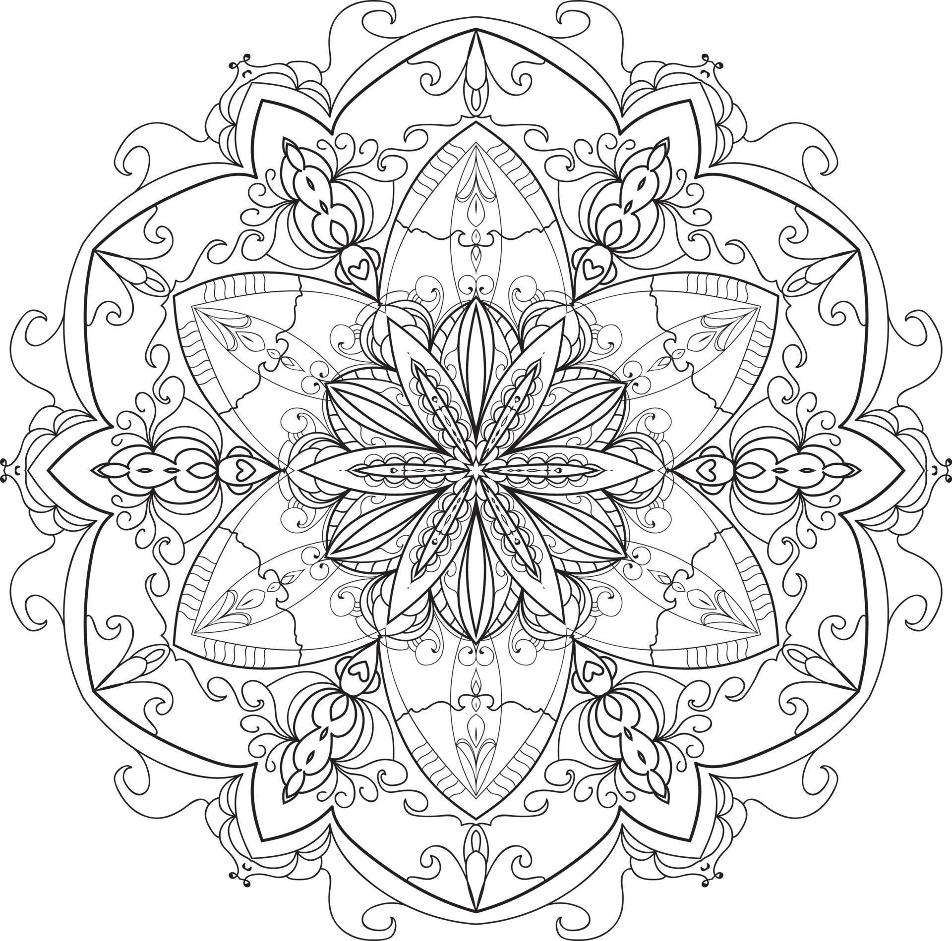 Circular Flower Mandala on White Stock Free Stock Free