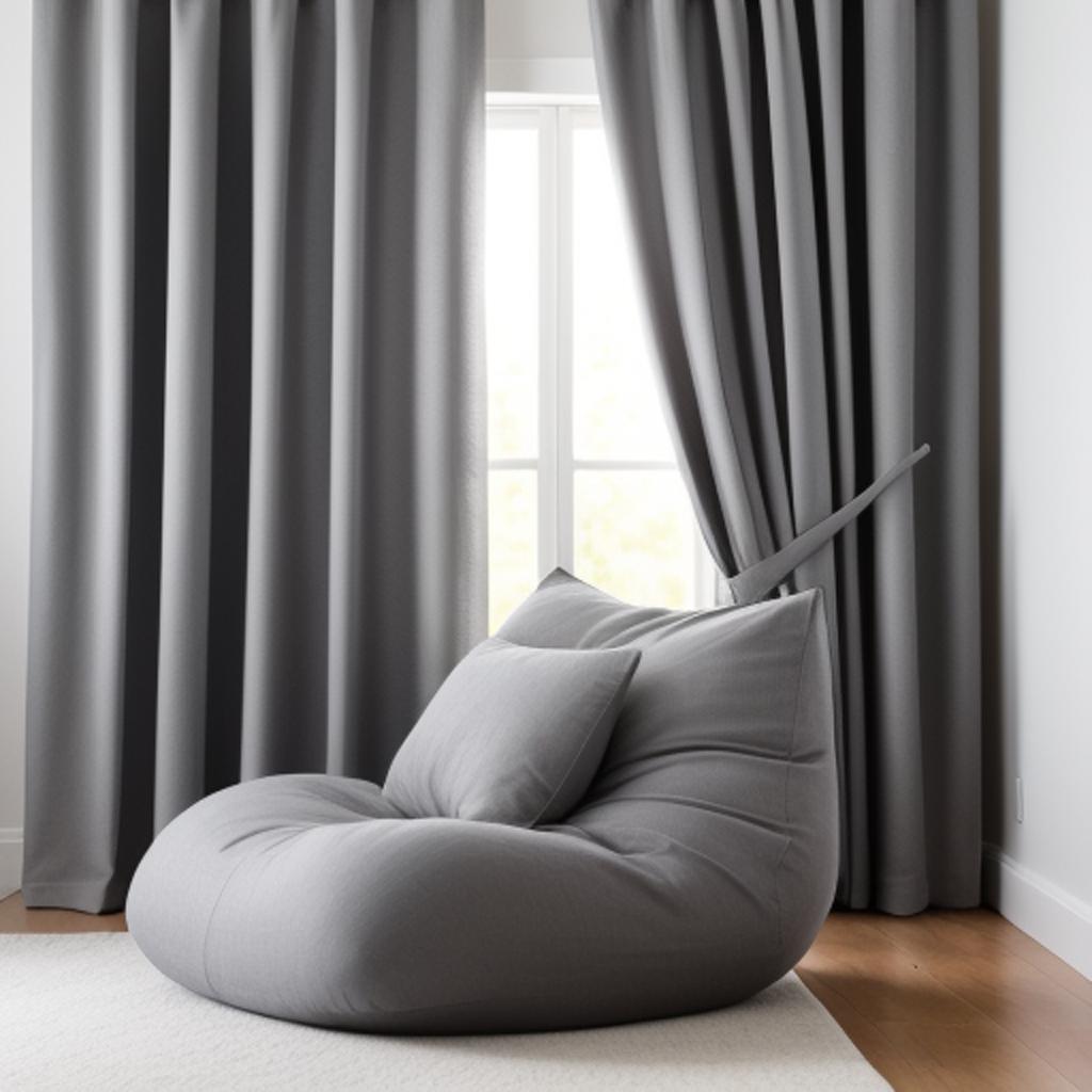 Background, grey curtains beanbags by @ai_generated