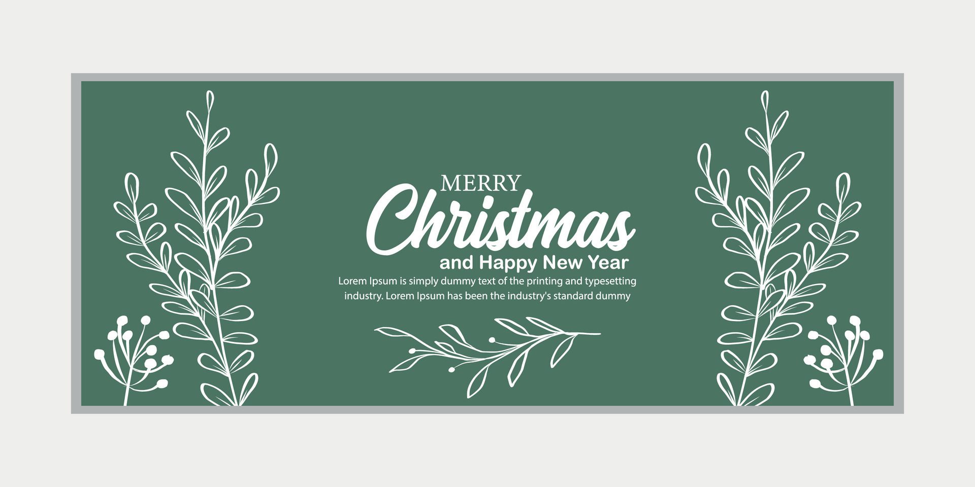 merry christmas banner set and happy new year banner, social media cover and web banner,Merry Christmas design for greeting card, Free Vector