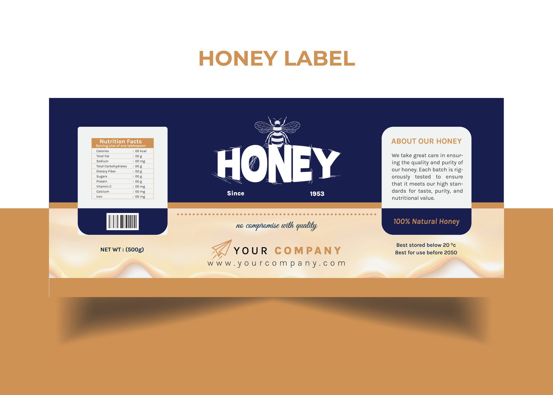 Honey Label Pure honey banner design Free Vector