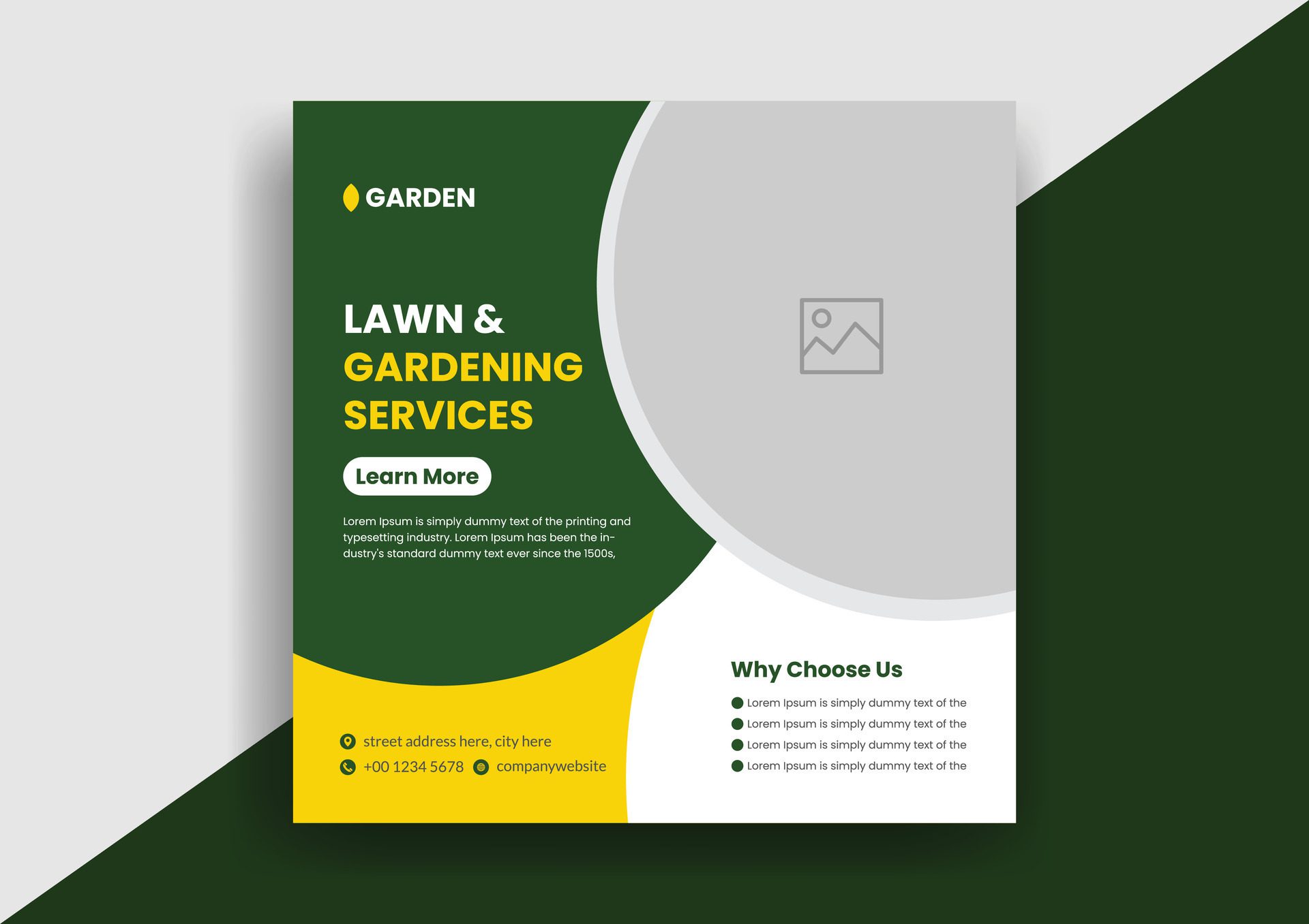 Lawn Mower Garden or Landscaping Service Social Media Post and Web Banner Template Design Free Vector