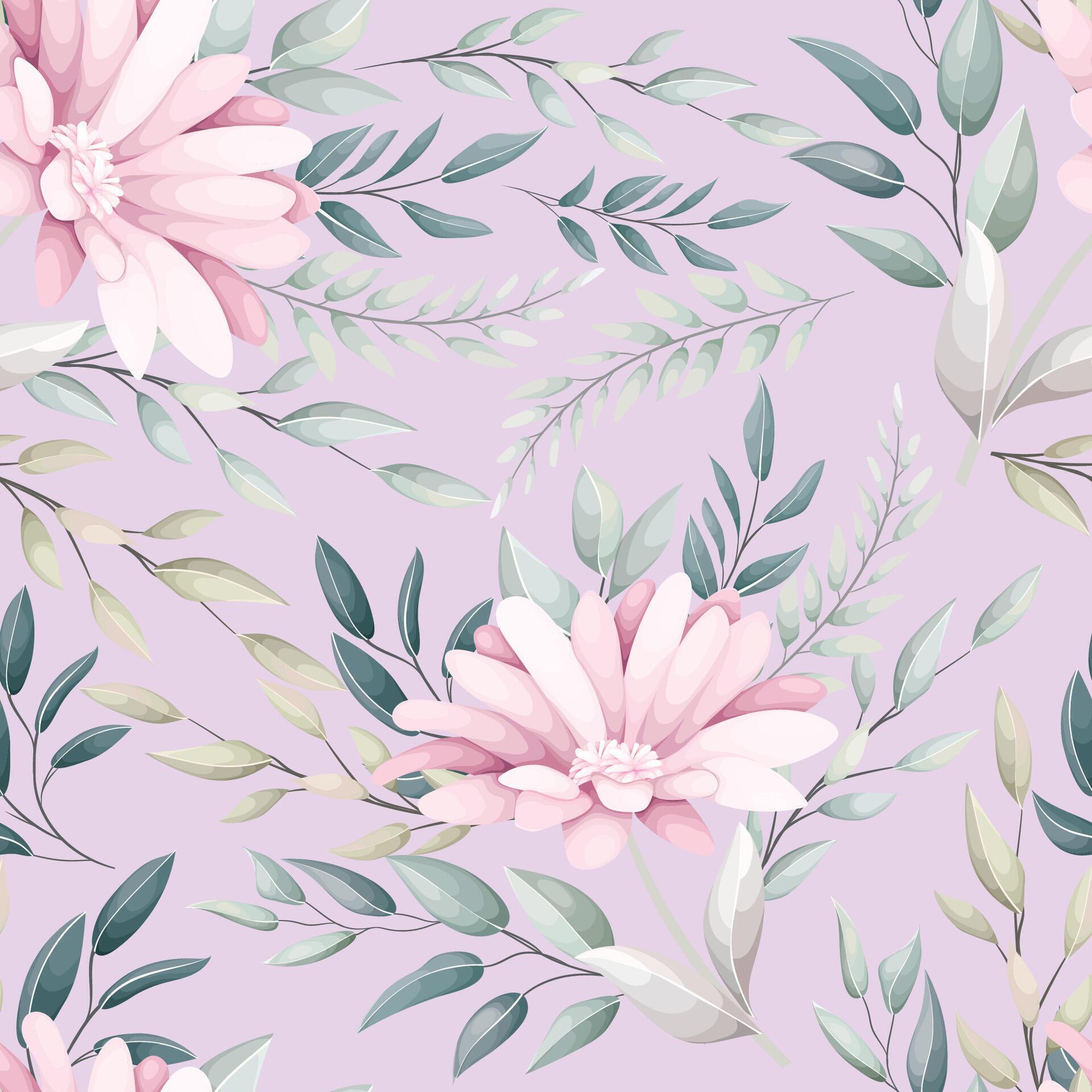 Seamless pattern hand drawn flowers field Stock Free