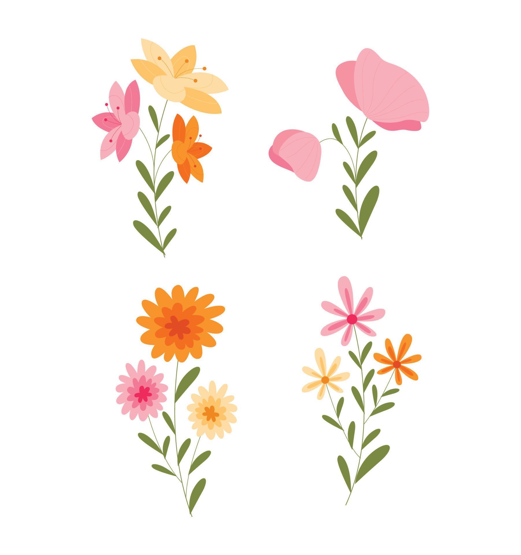 Hand Drawn Flower Vector Collection Stock Free