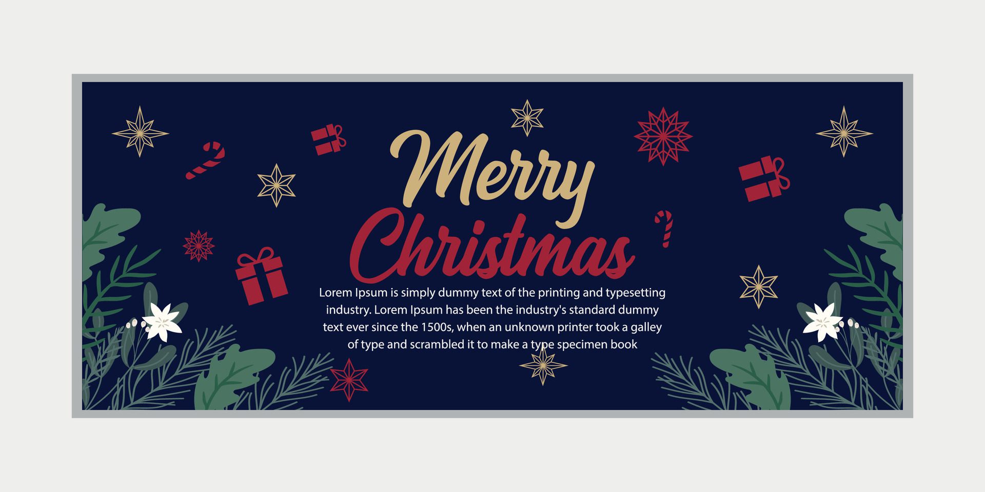 merry christmas banner set and happy new year banner, social media cover and web banner,Merry Christmas design for greeting card, Free Vector