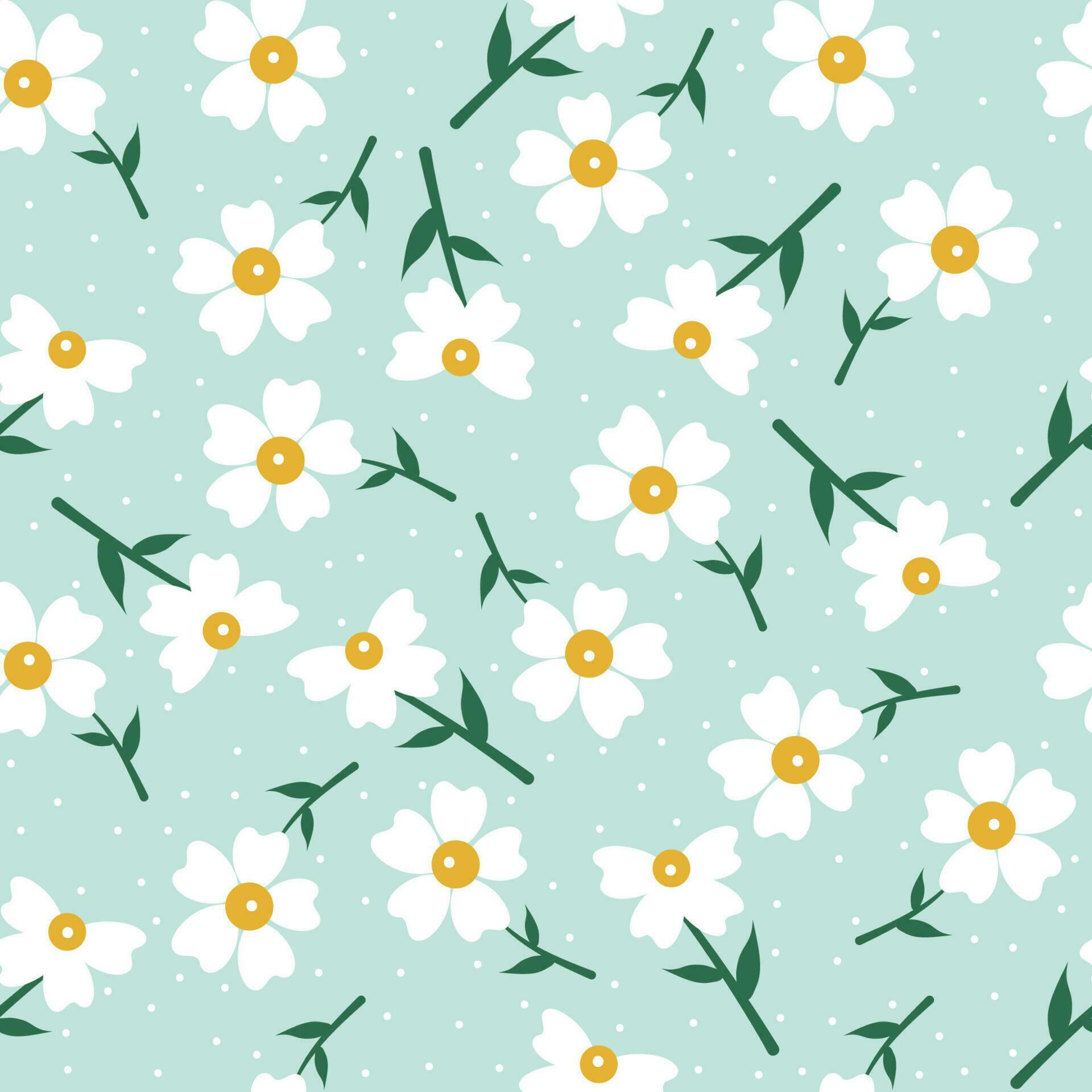 Vector illustration of a vintage seamless floral pattern with cute flower and leaf. Illustration isolated on selected one coloured background. Stock Free