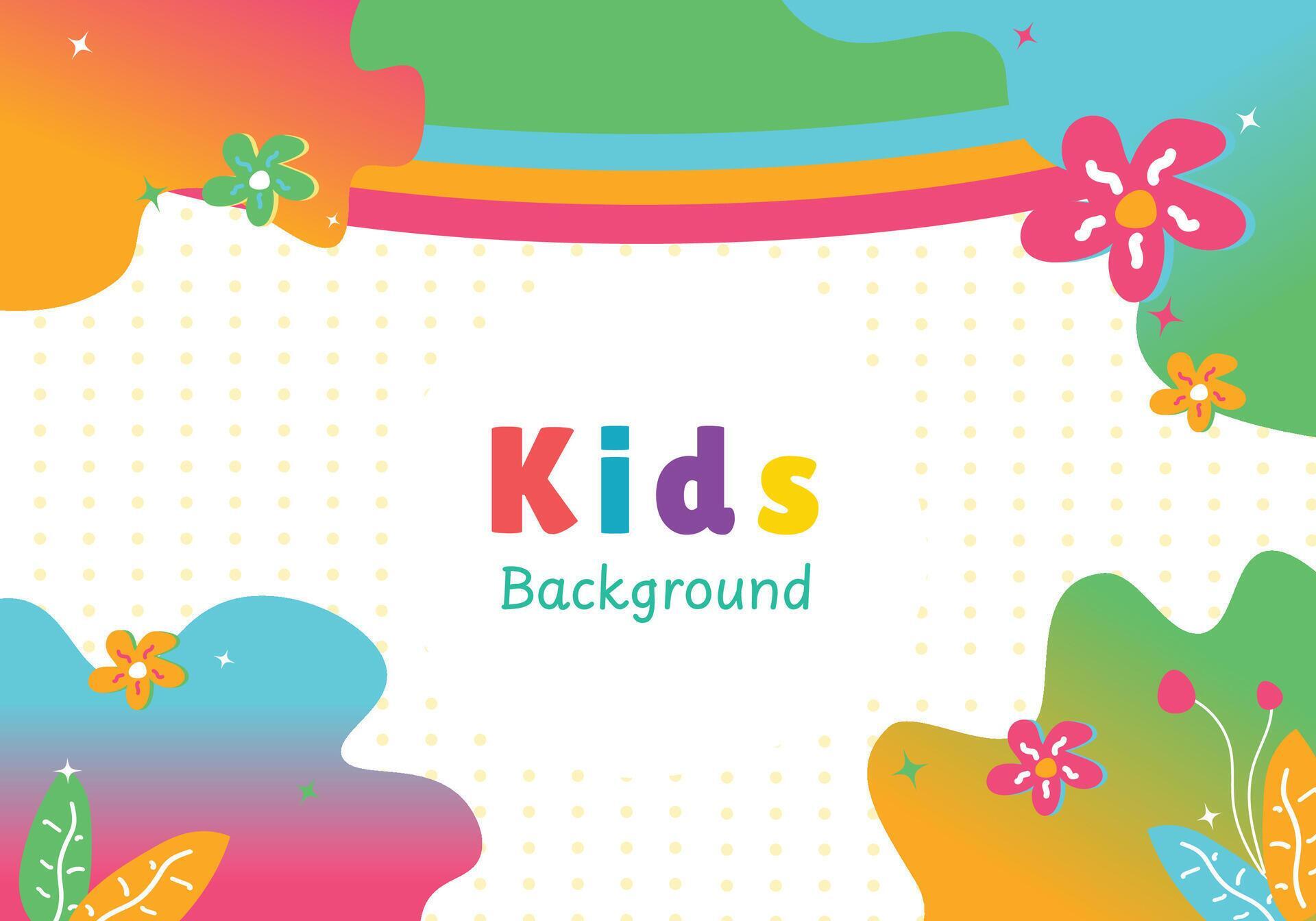 Colorful kids background with rainbow and flower Stock Free