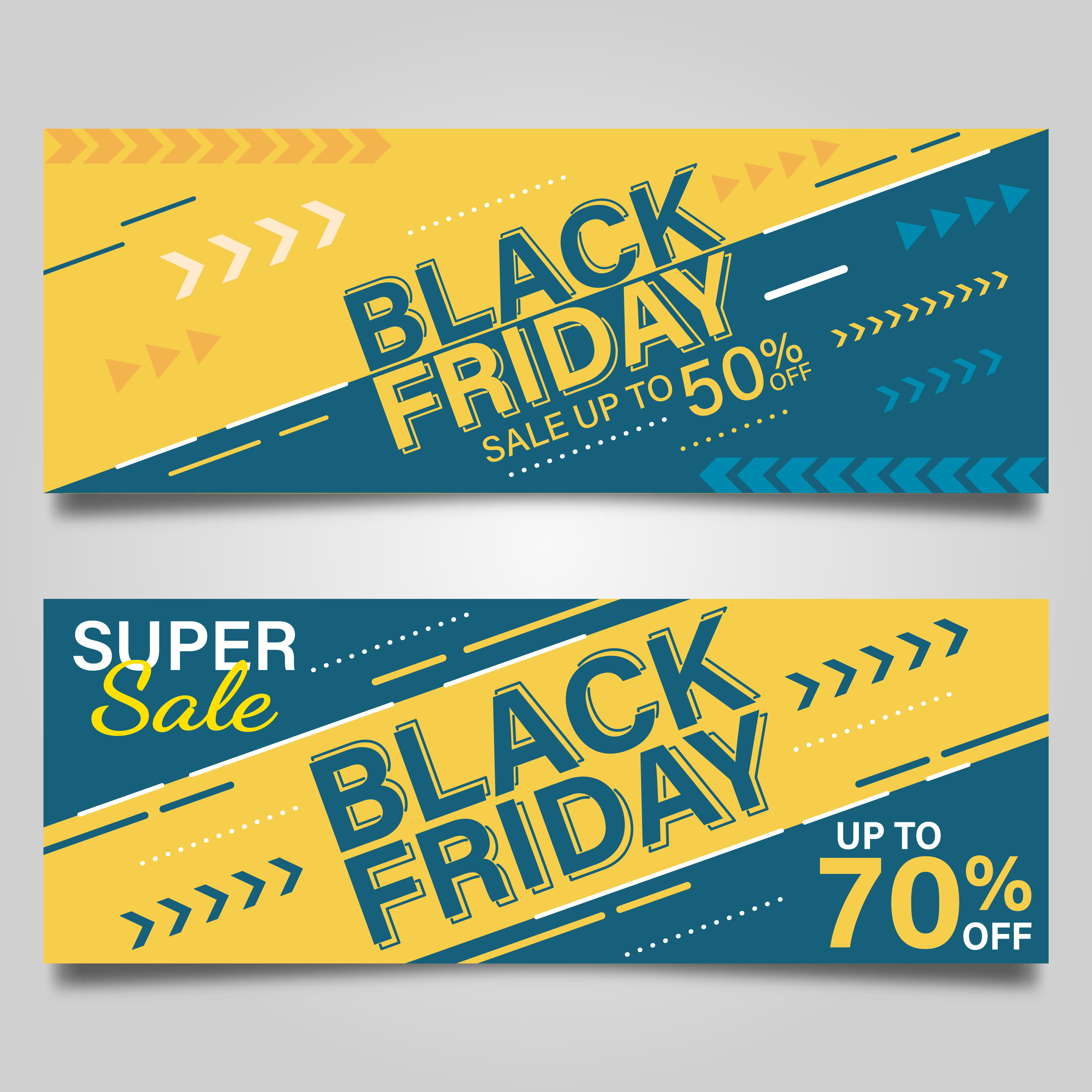 Black Friday Concept Yellow Green Banner Set Free Vector