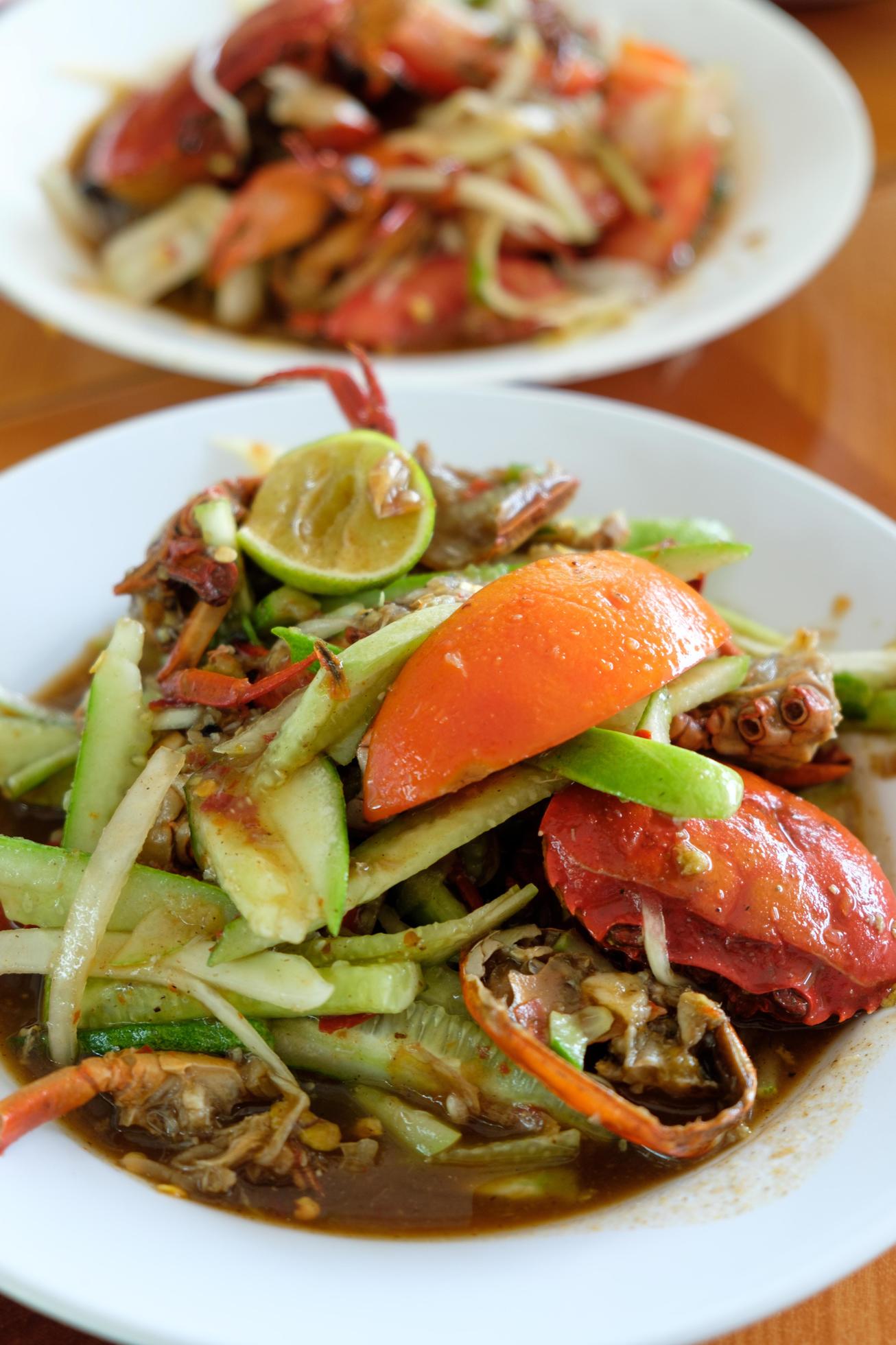 Somtum, papaya salad delicious food in thailand,Close-up Stock Free