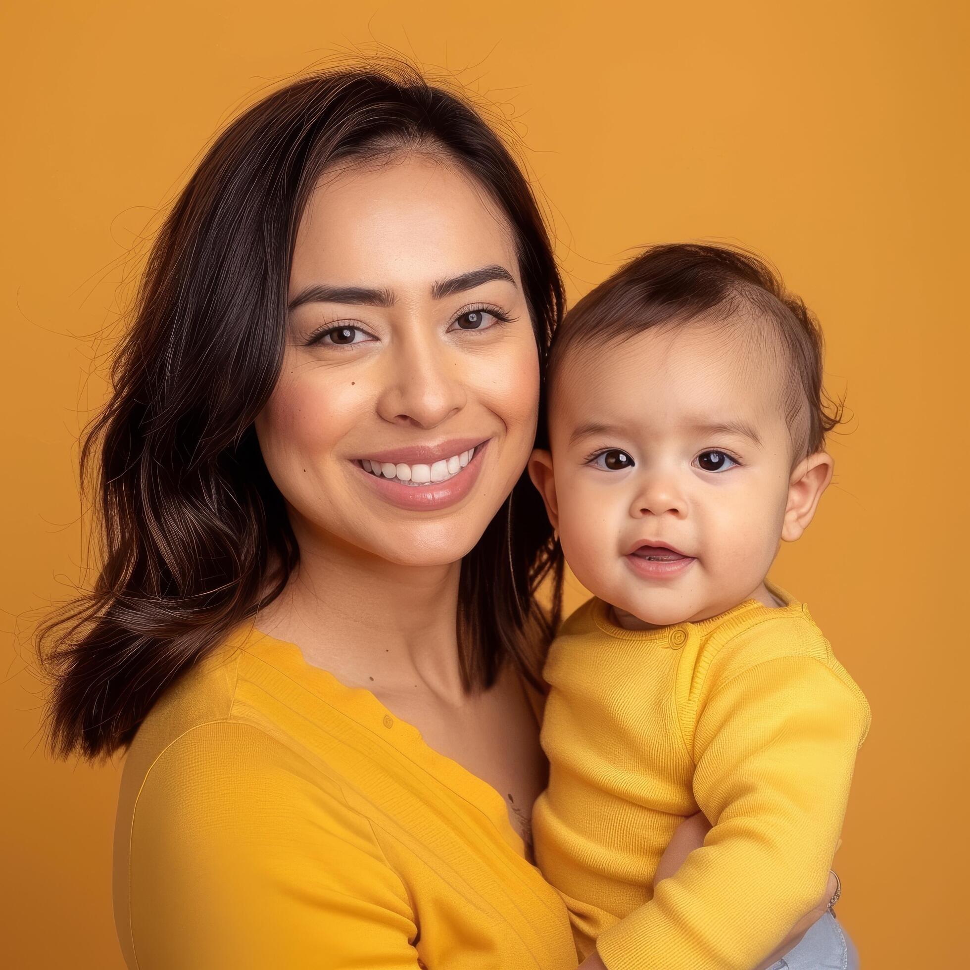 Portrait of a smiling young mother with her baby suitable for family-oriented advertising Stock Free