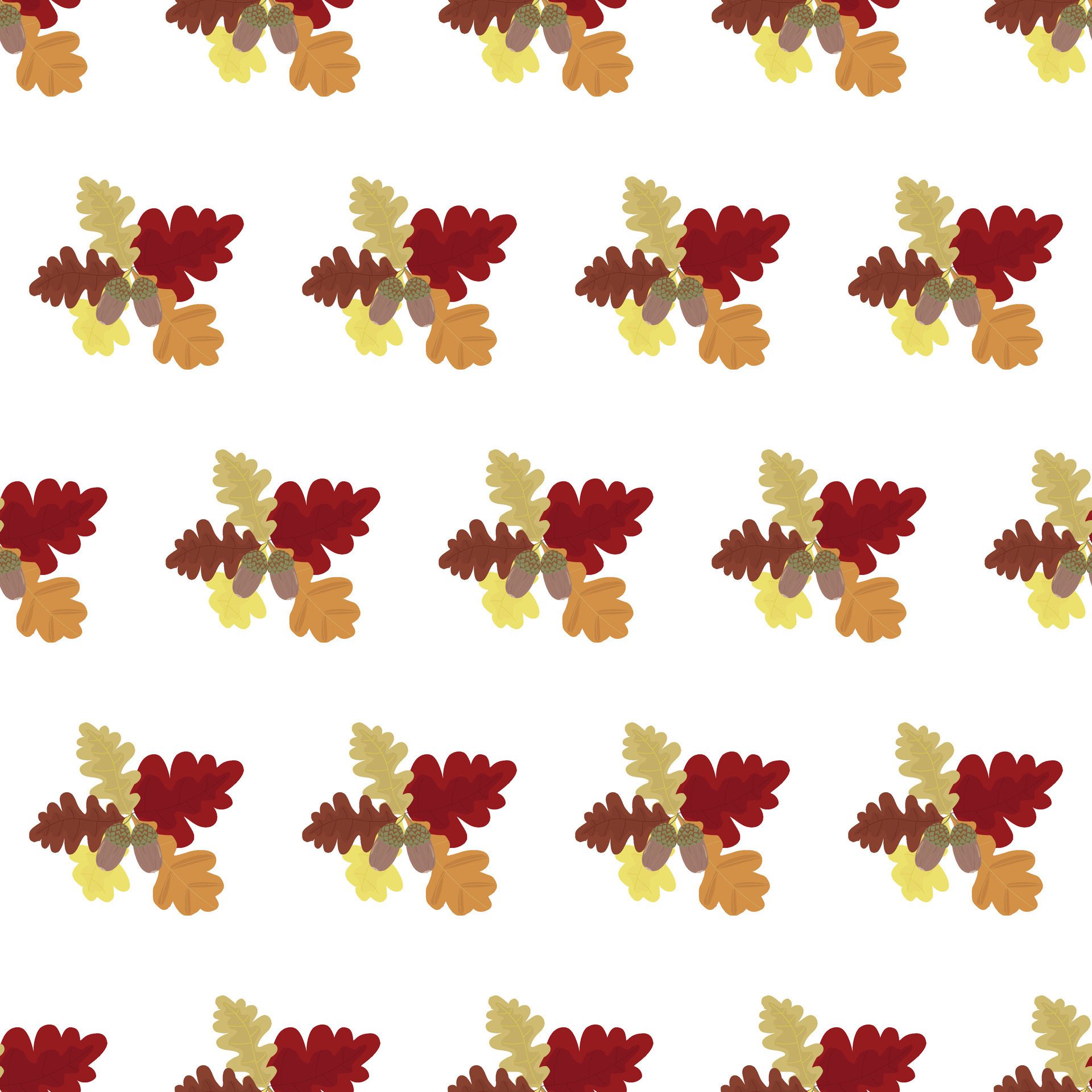 Oak branch with acorns and leaves. Autumn colorful foliage. Seamless pattern. illustration . Free Vector