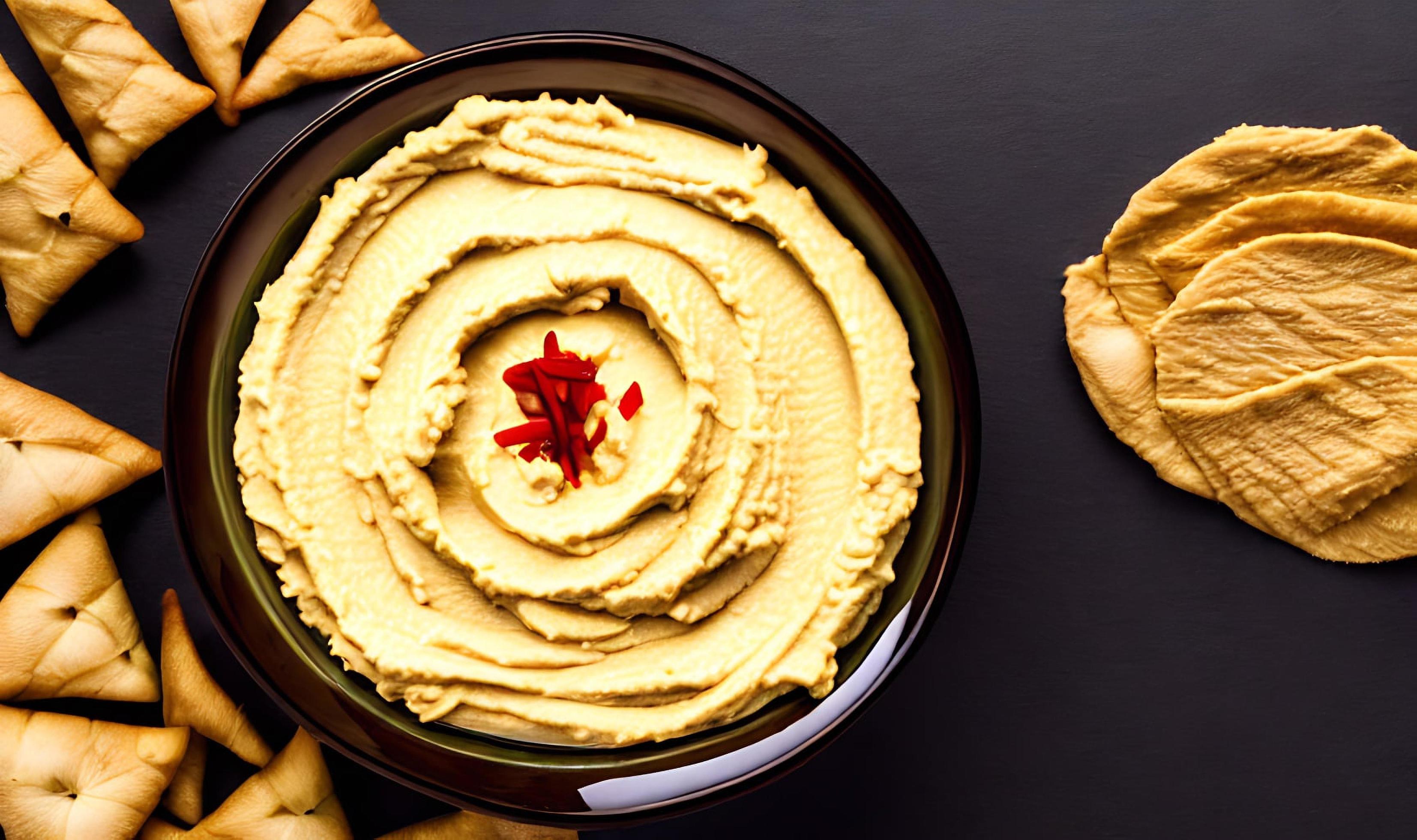 Healthy food. Traditional freshly made organic hummus. Stock Free