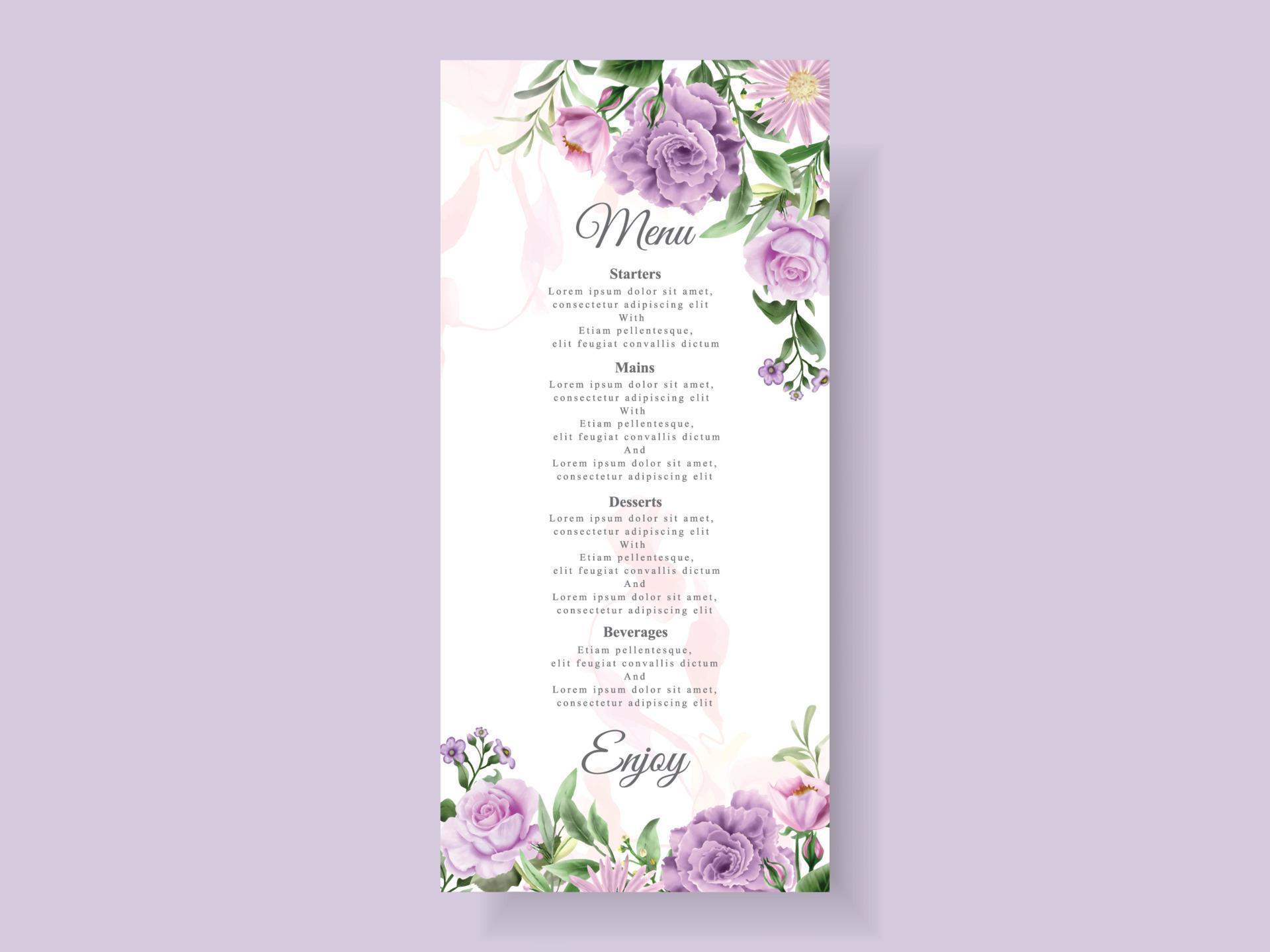 Beautiful purple flowers wedding invitation card template Stock Free