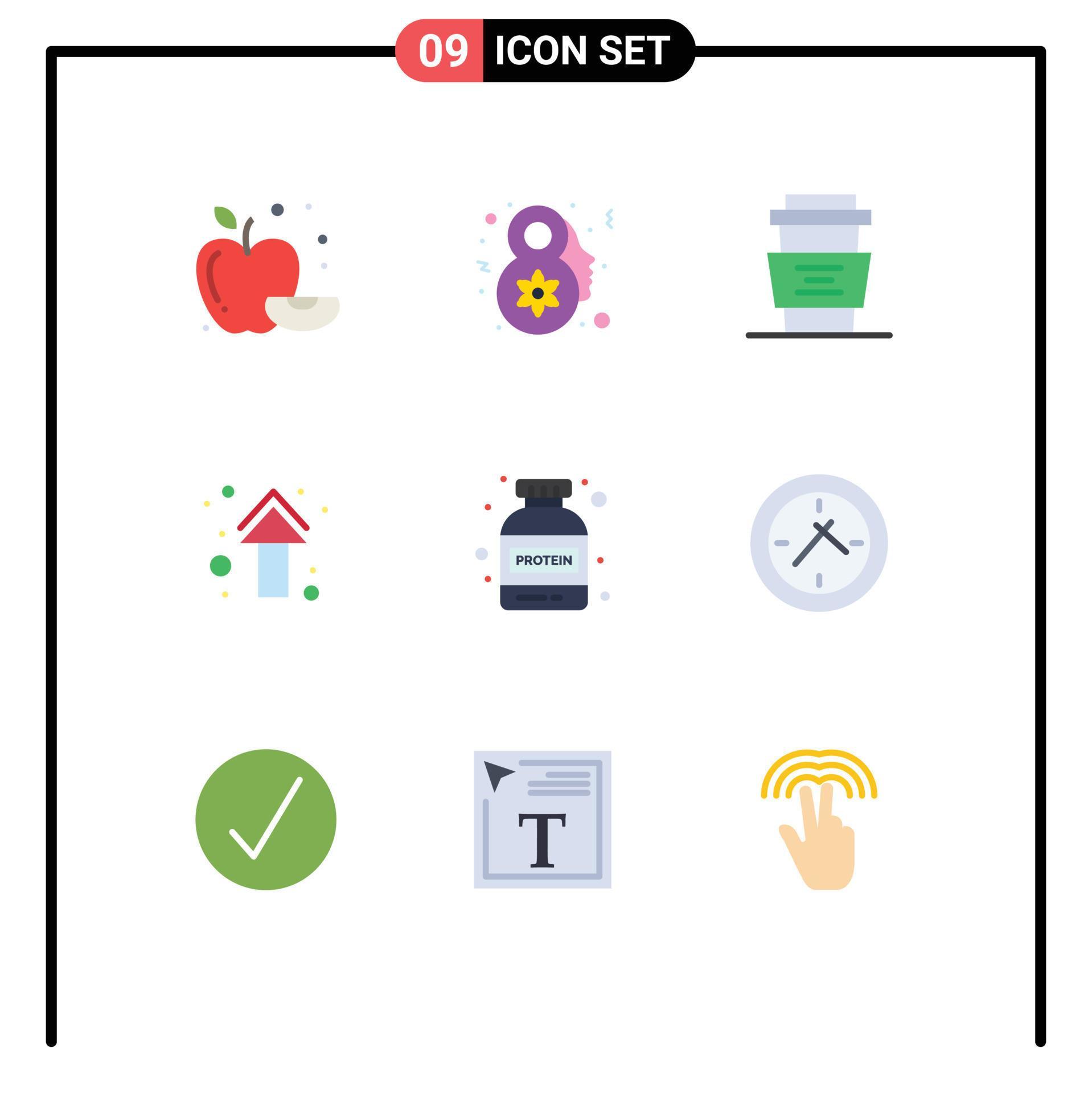 9 Creative Icons Modern Signs and Symbols of protein straight coffee direction arrows Editable Vector Design Elements Stock Free