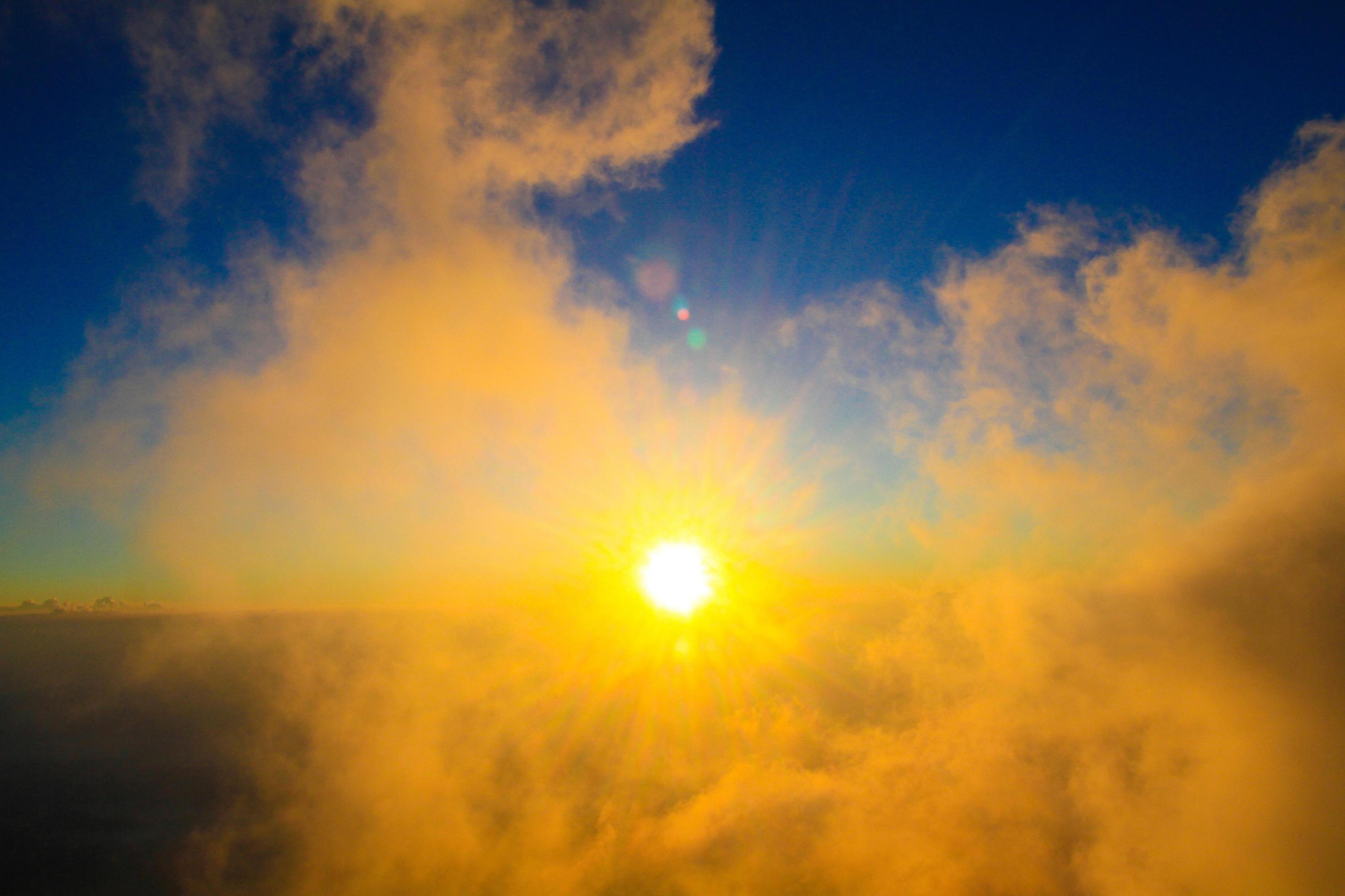 Golden light in Forested and mountain with sunrise in morning mist.Fog cover the jungle hill in Thailand Stock Free