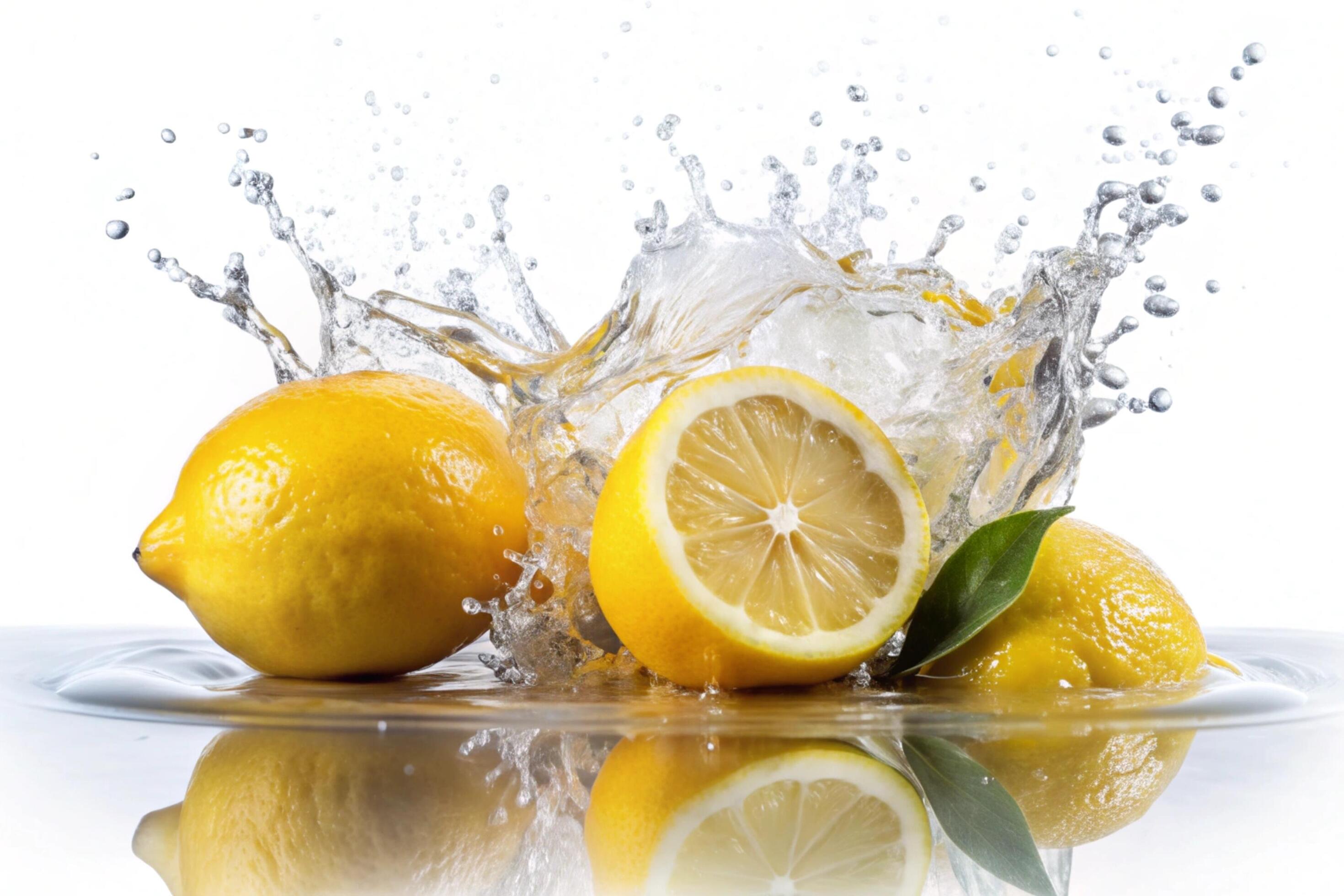 Lemon splashes on white background Stock Free