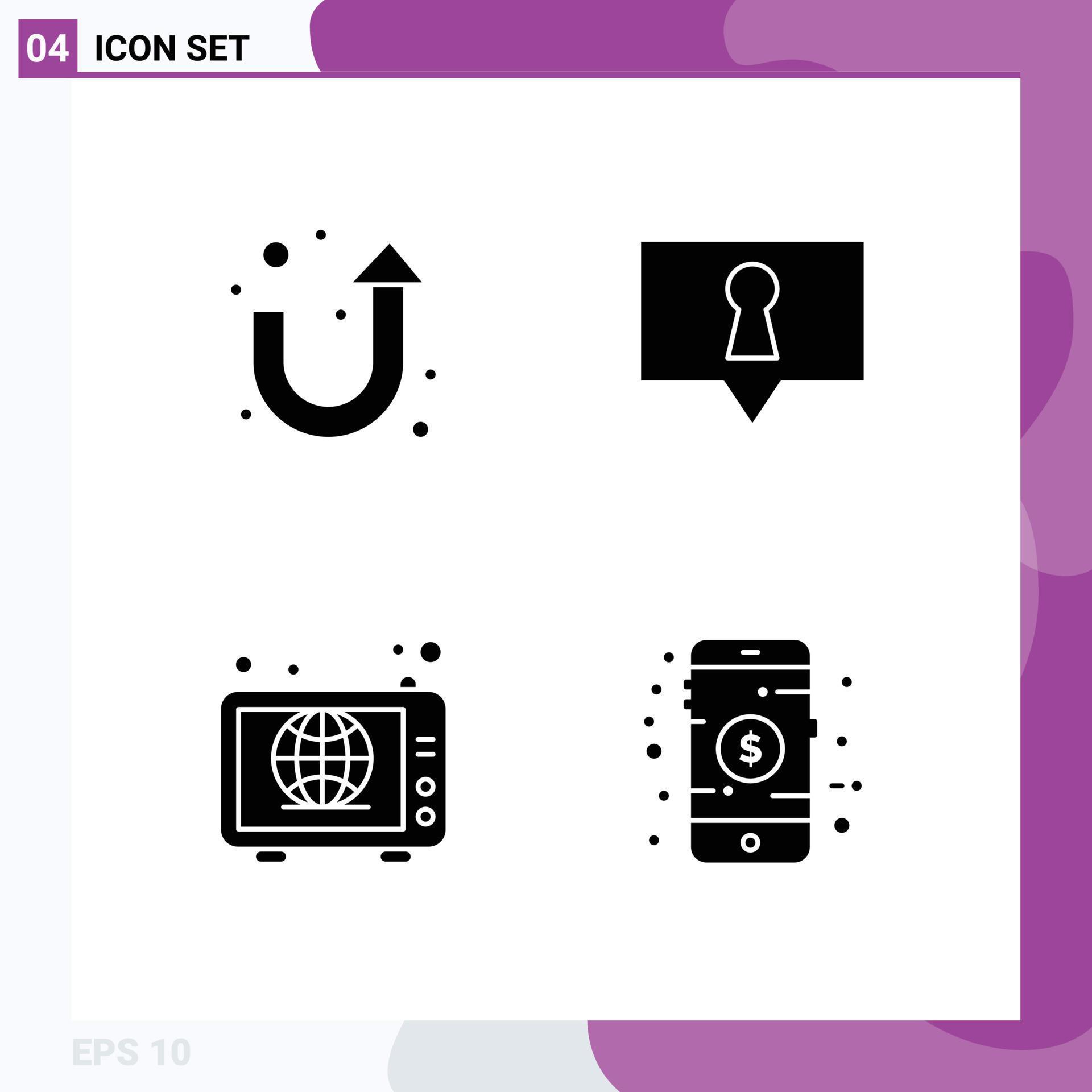 4 User Interface Solid Glyph Pack of modern Signs and Symbols of arrow news bubble web online Editable Vector Design Elements Stock Free