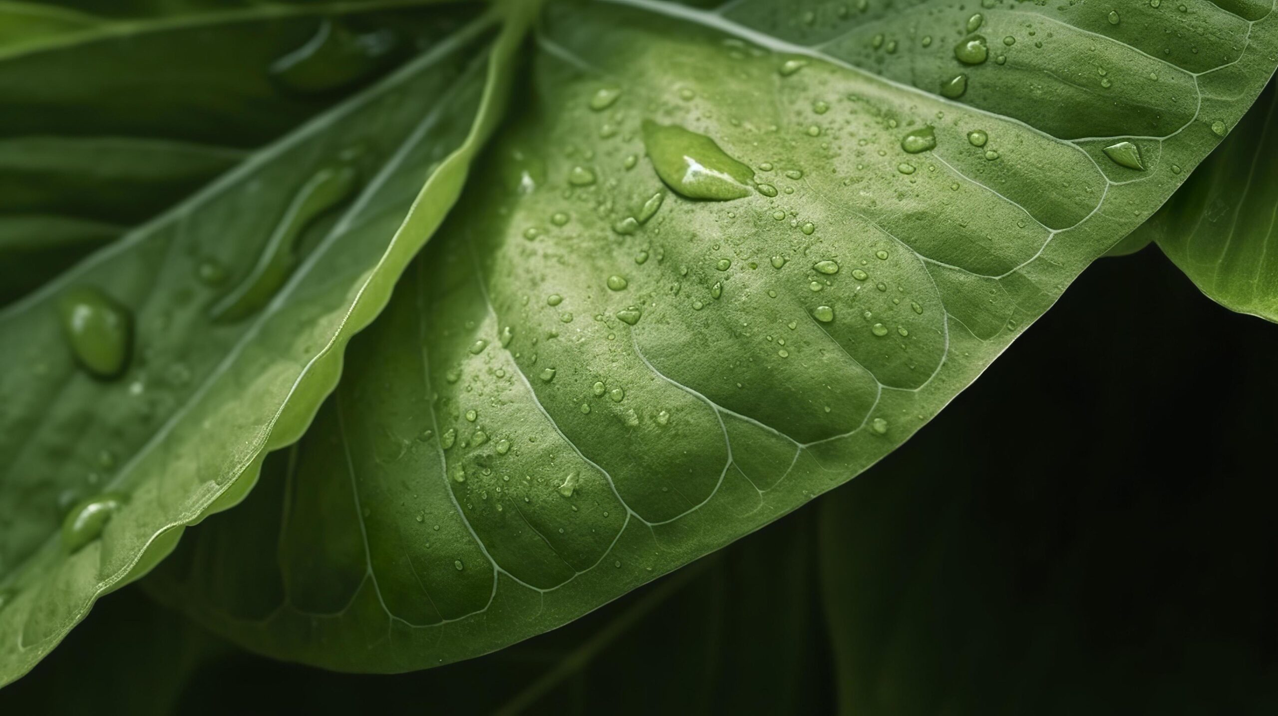 Close up on green leaves in nature, generat ai Free Photo