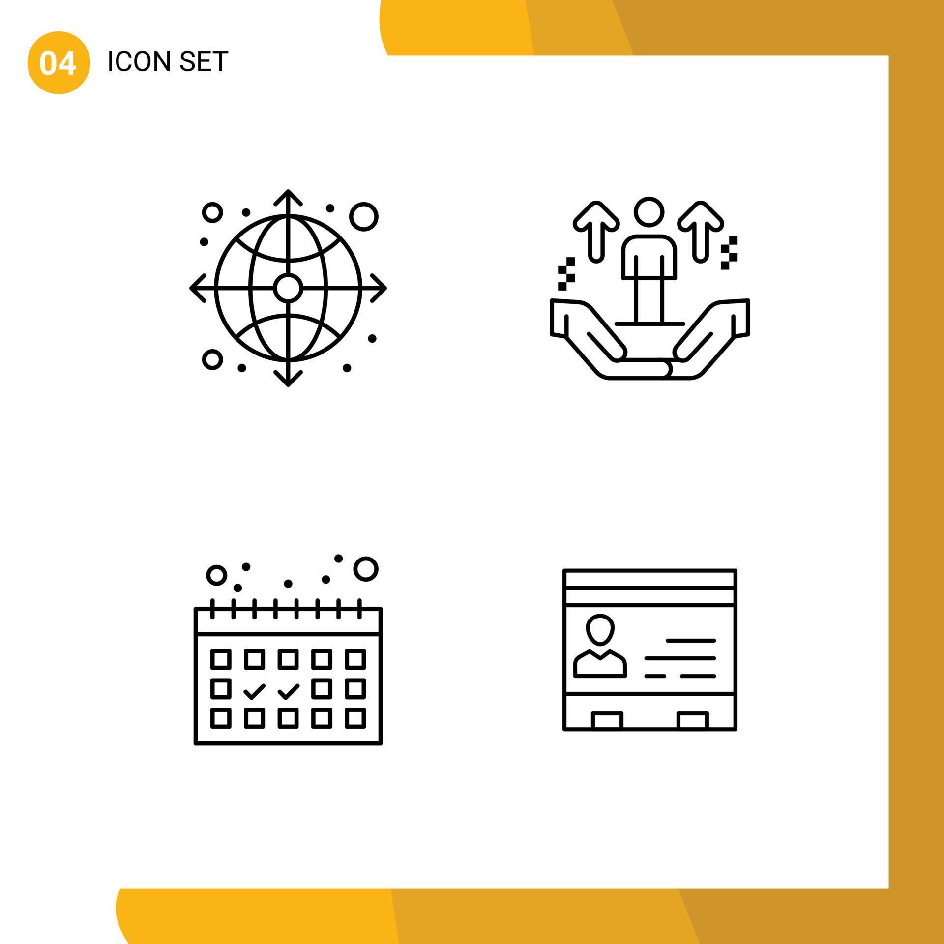 4 Thematic Vector Filledline Flat Colors and Editable Symbols of arrow calendar web man vacation Editable Vector Design Elements Stock Free