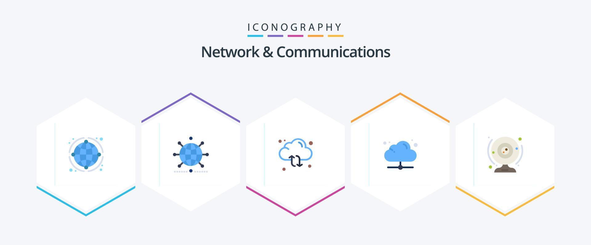 Network And Communications 25 Flat icon pack including computer. camera. arrow. cam. share Stock Free