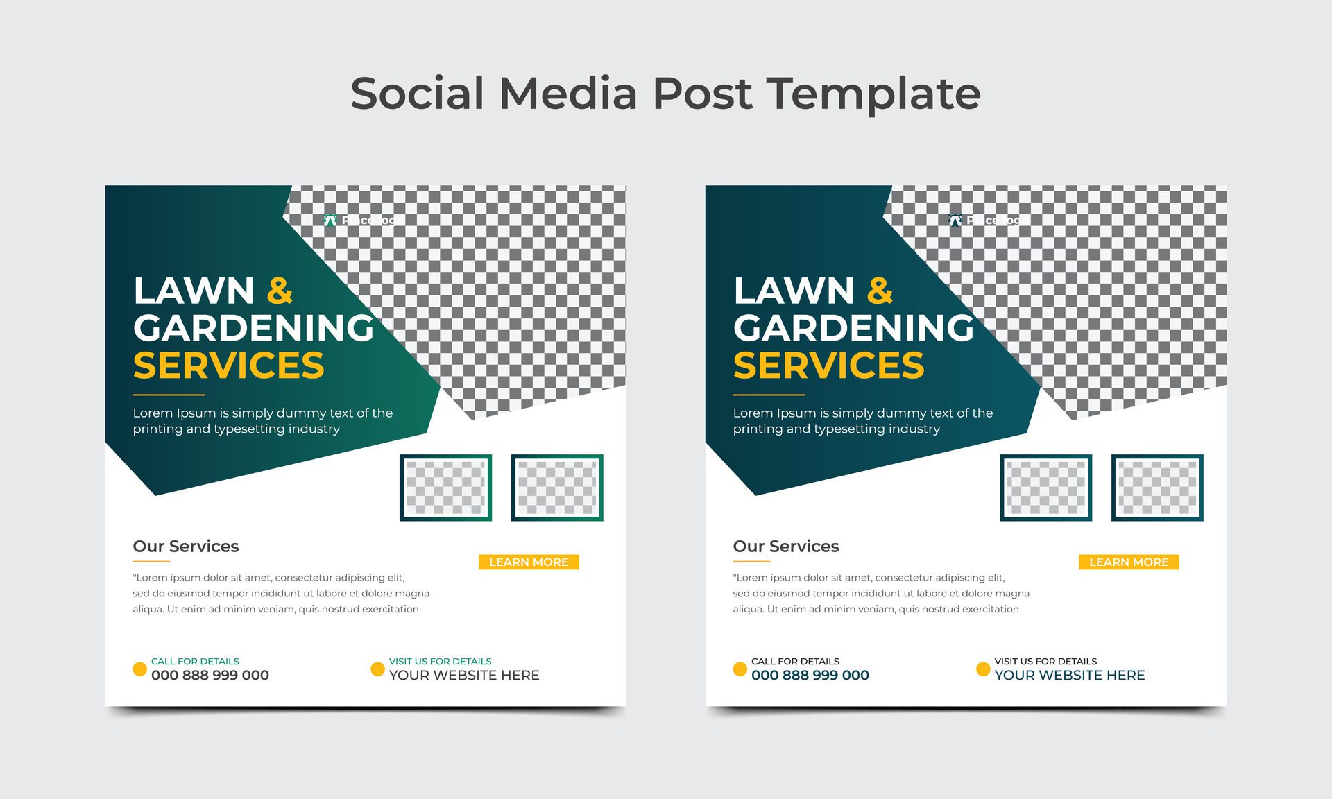 Lawn or gardening service social media post and web banner template. Agro farm services social media post or web banner template. Free Vector