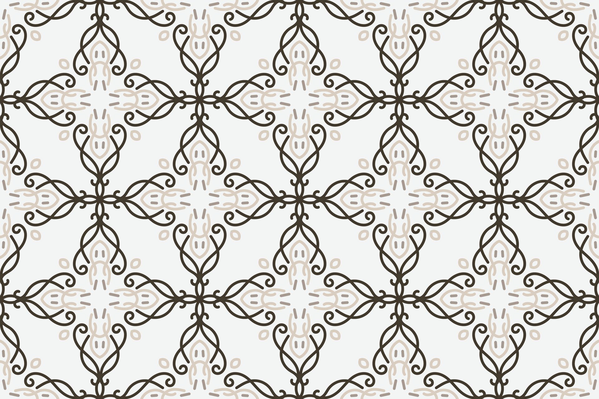 a seamless pattern with a decorative ornament in brown and beige. Free Vector