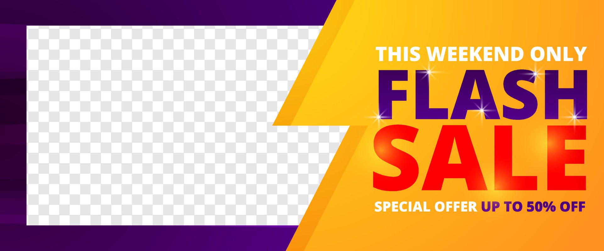 Flash sale banner vector template with contrast gradient color for media promotion and advertising Free Vector