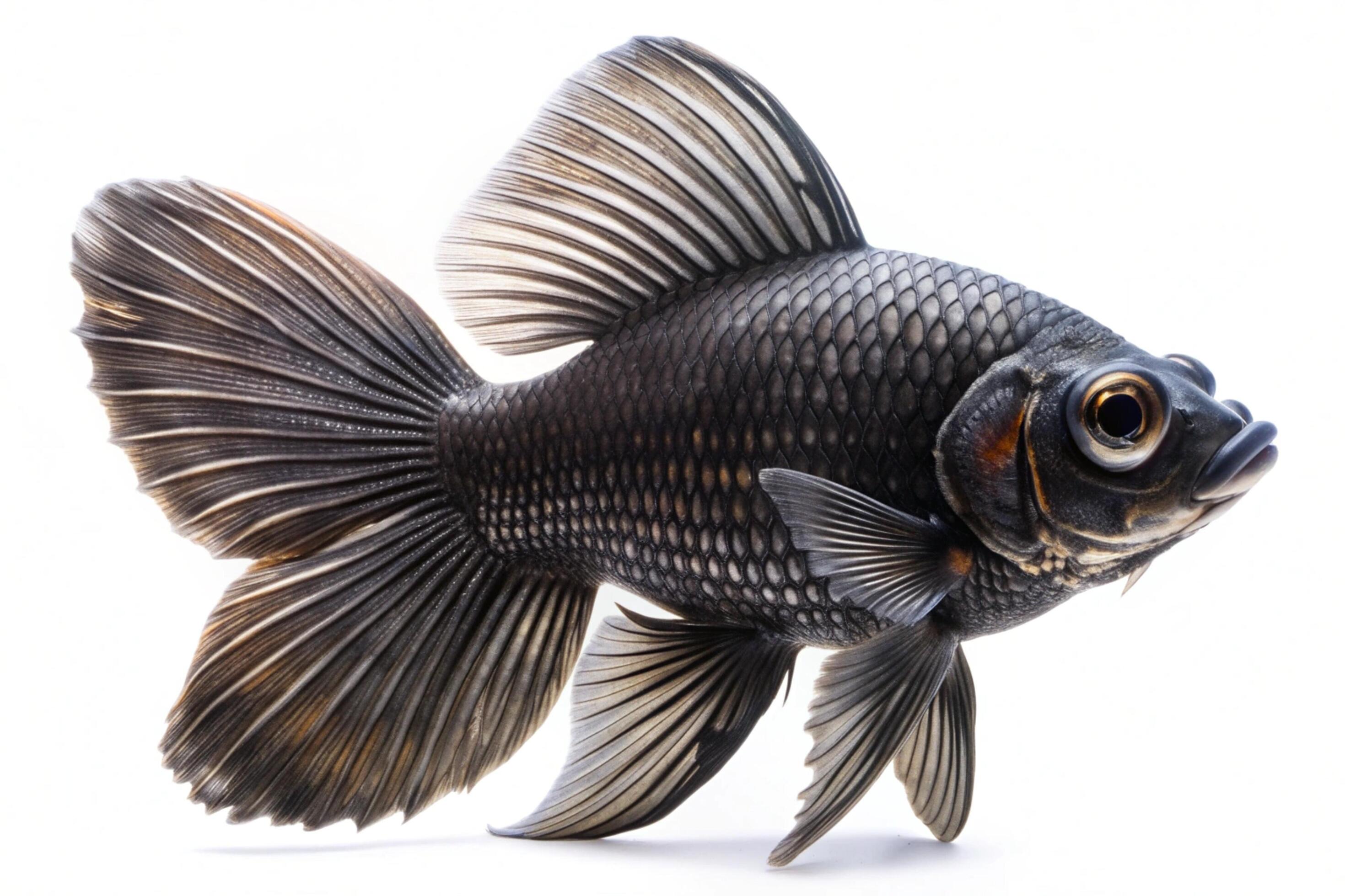 Black ornamental fish isolated on white background Stock Free