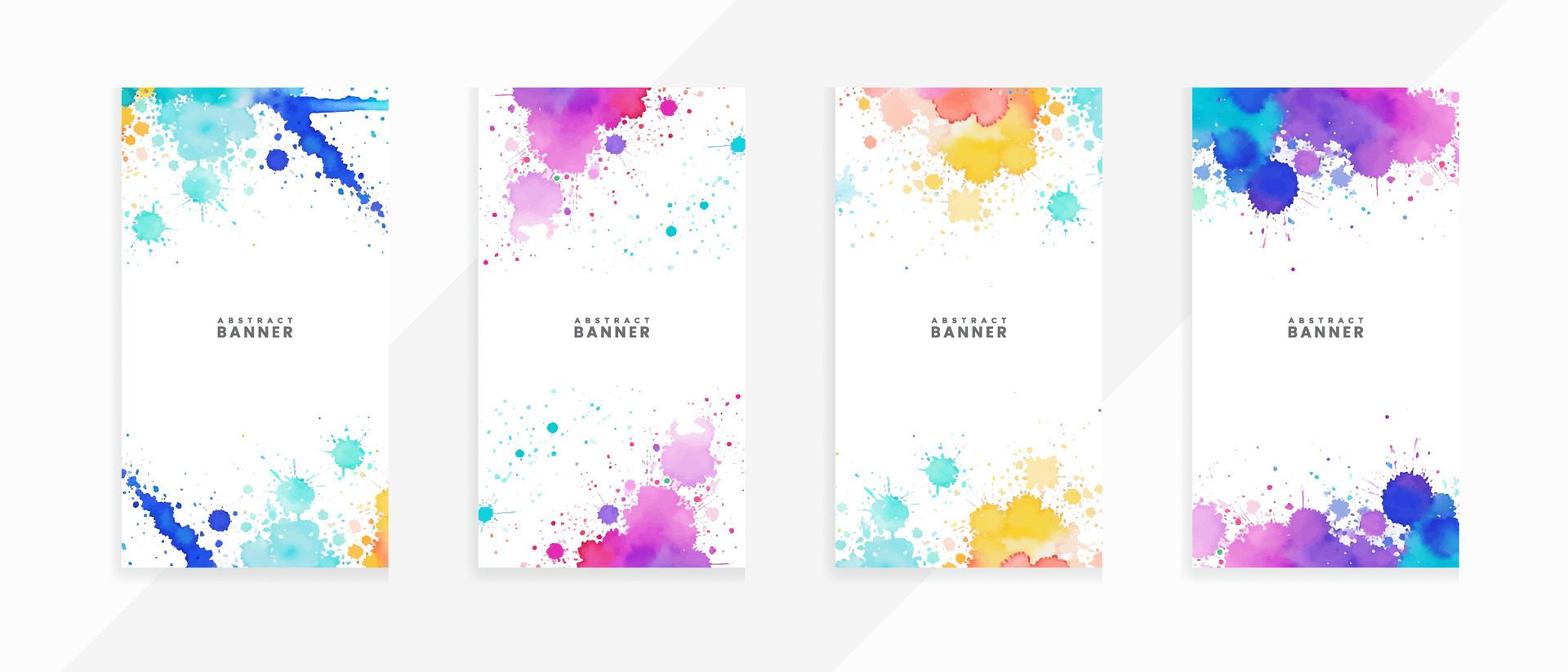 Abstract elegant watercolor style banners design set Free Vector