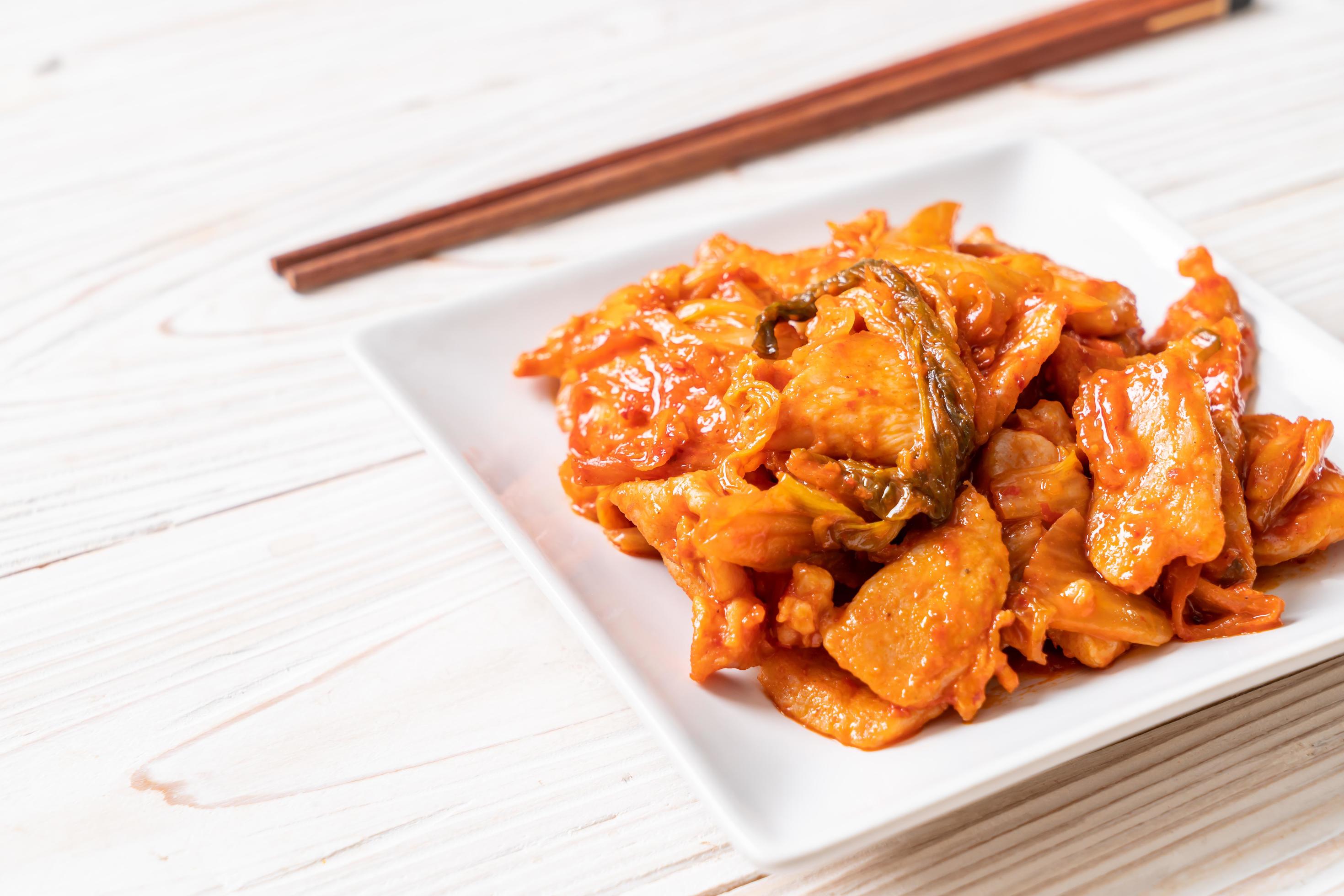 Stir-fried pork with kimchi – Korean food style Stock Free