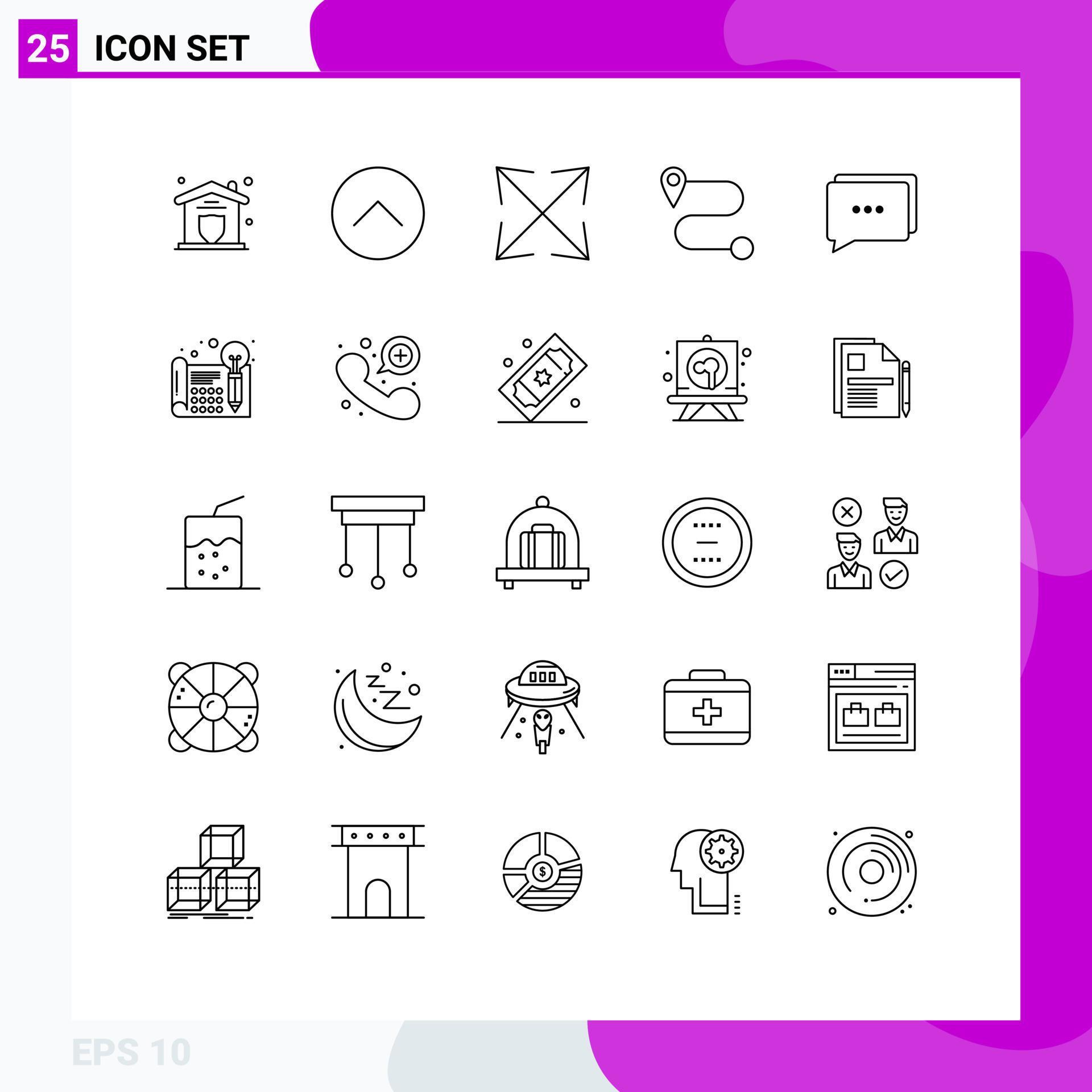 Universal Icon Symbols Group of 25 Modern Lines of idea creative arrow message chat Editable Vector Design Elements Stock Free