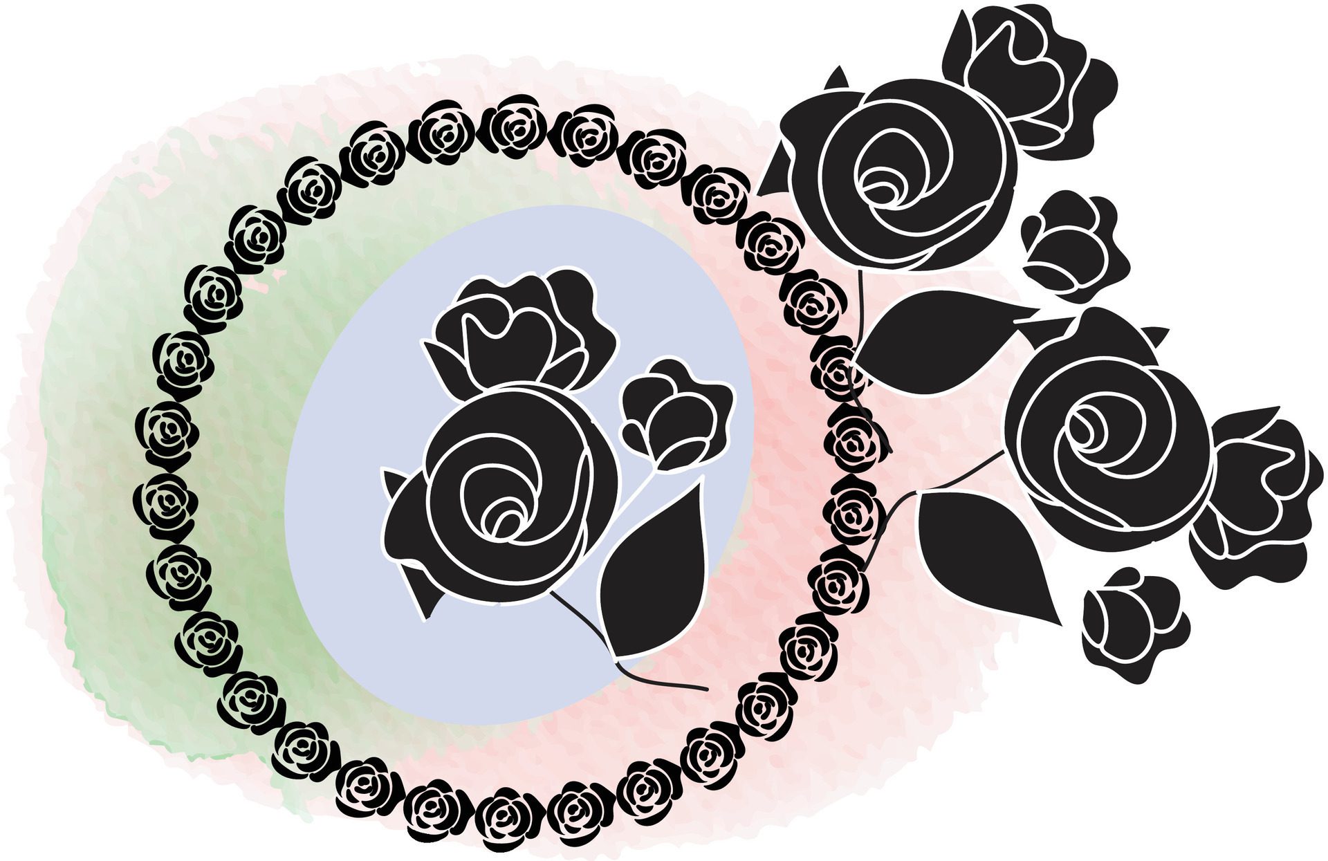 realistic hand drawn flowers with blank banner Free Vector